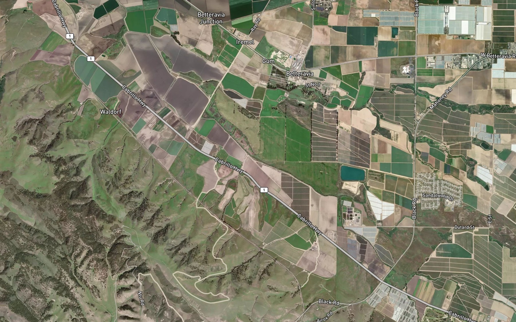 Satellite map of the Orcutt Creek