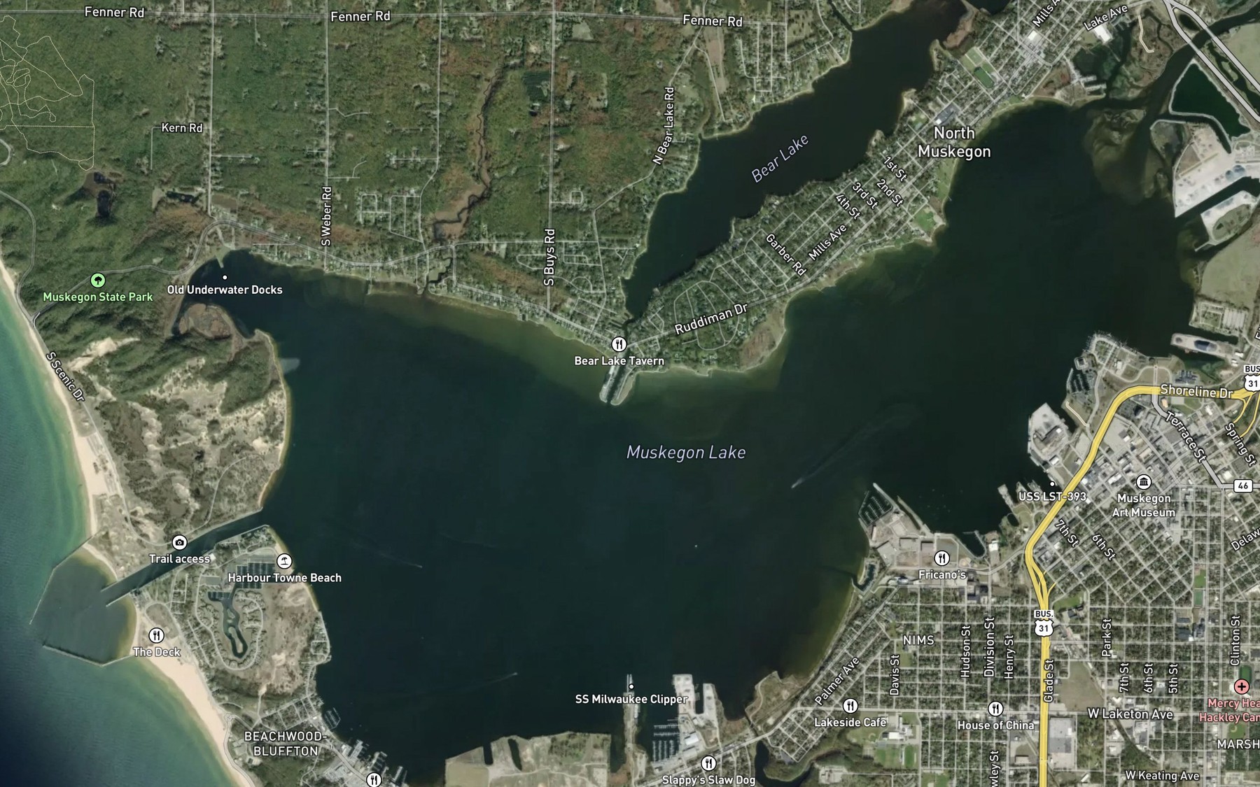 Satellite map of the Pointe Marina