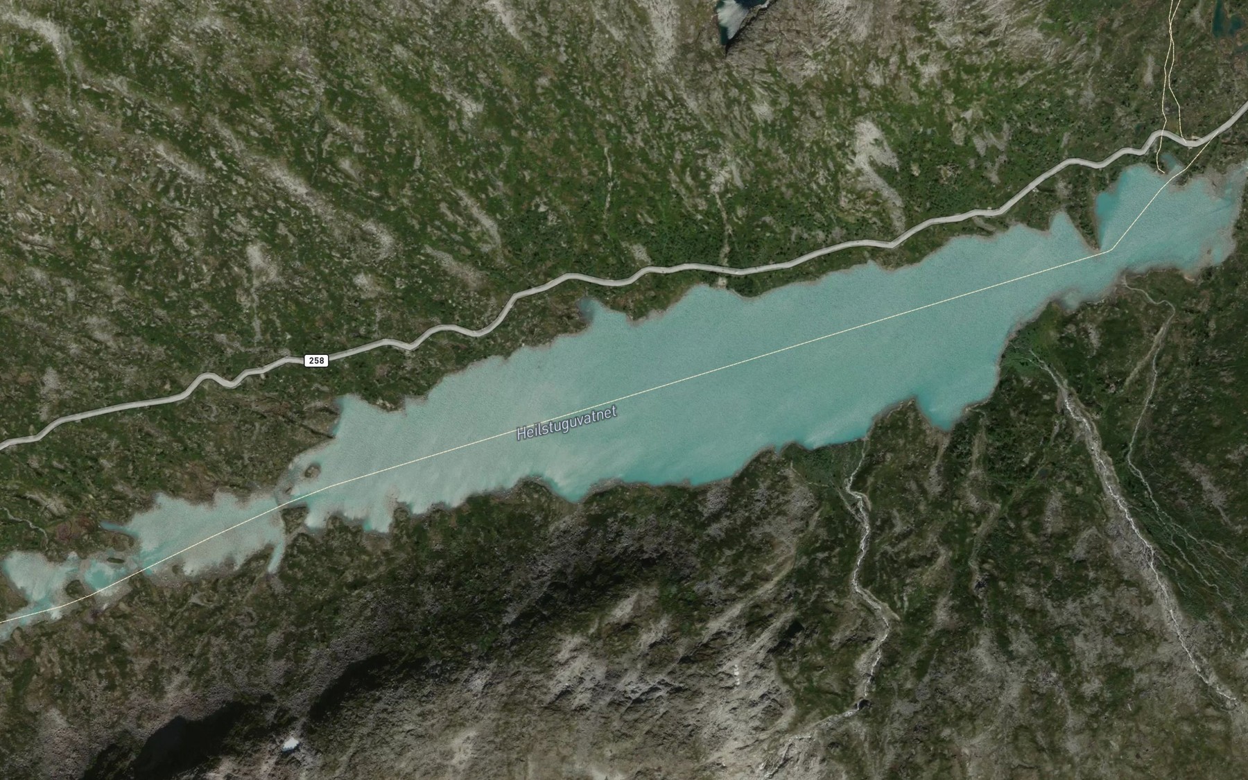 Satellite map of the Heillstuguvatnet