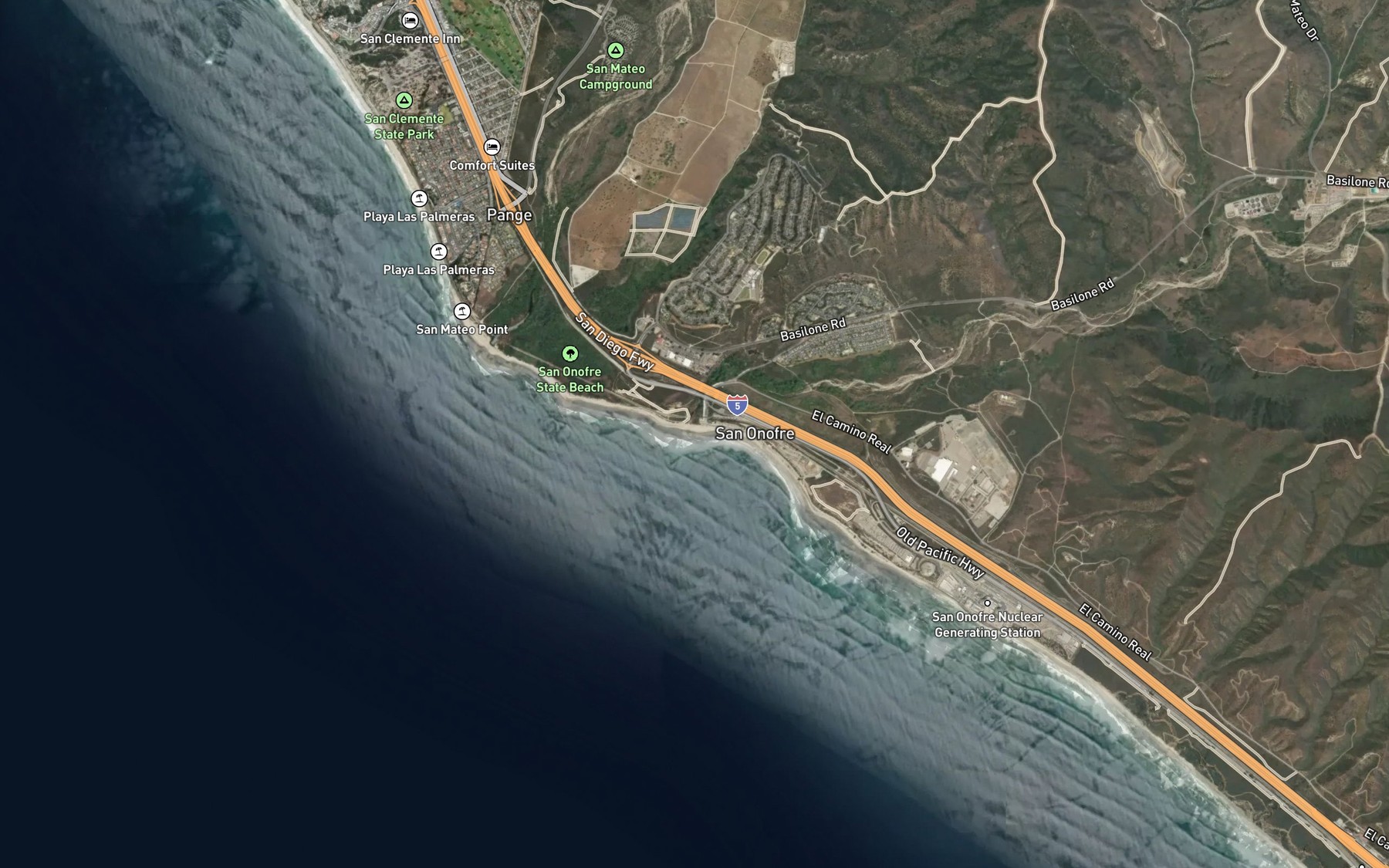 Satellite map of the San Onofre Creek