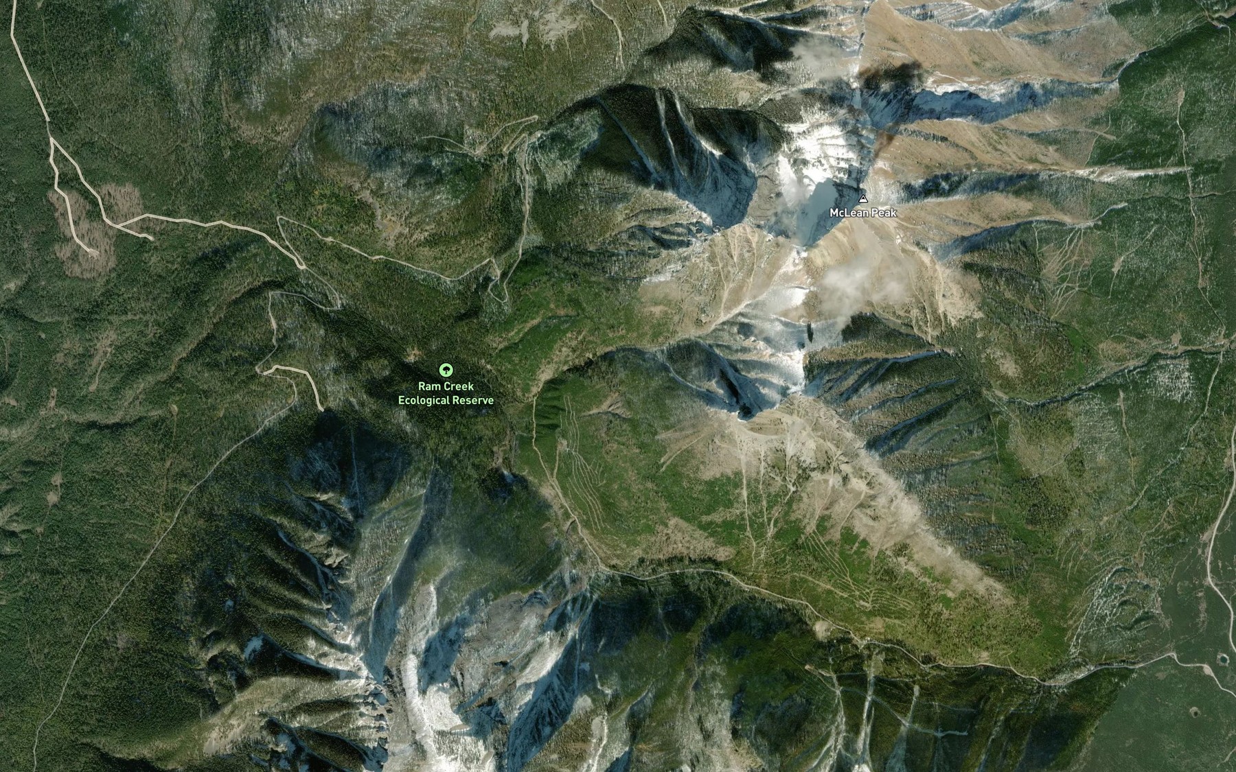 Satellite map of the Ram Creek Hot Springs