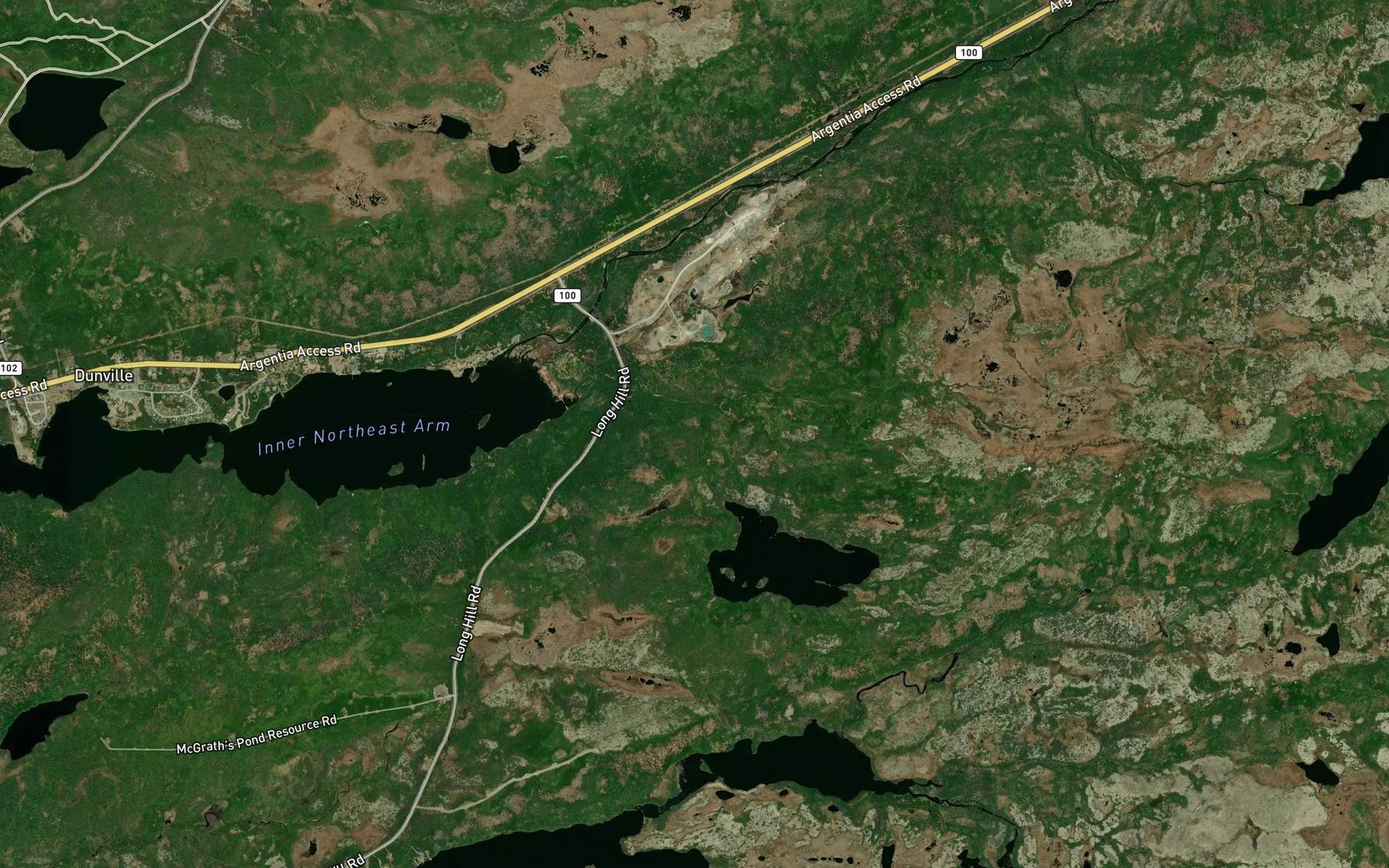 Satellite map of the O'Keefes Pond