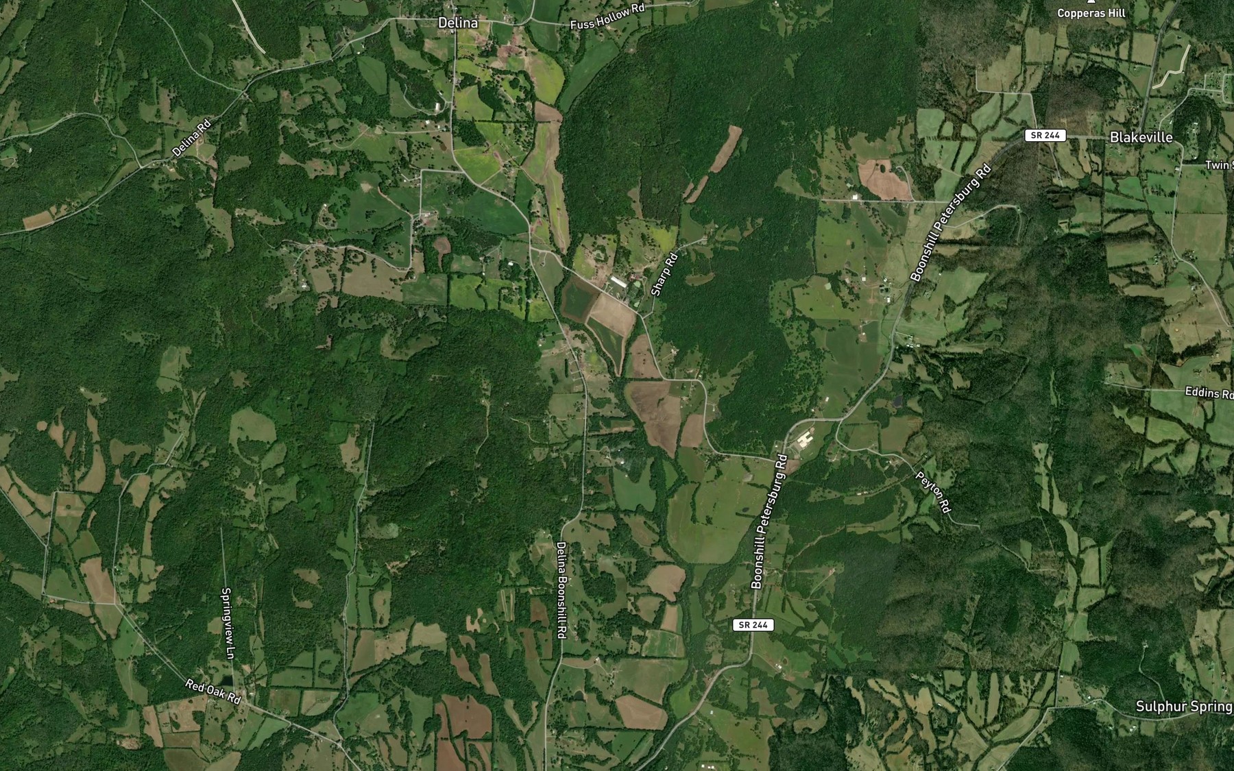 Satellite map of the Turney Branch