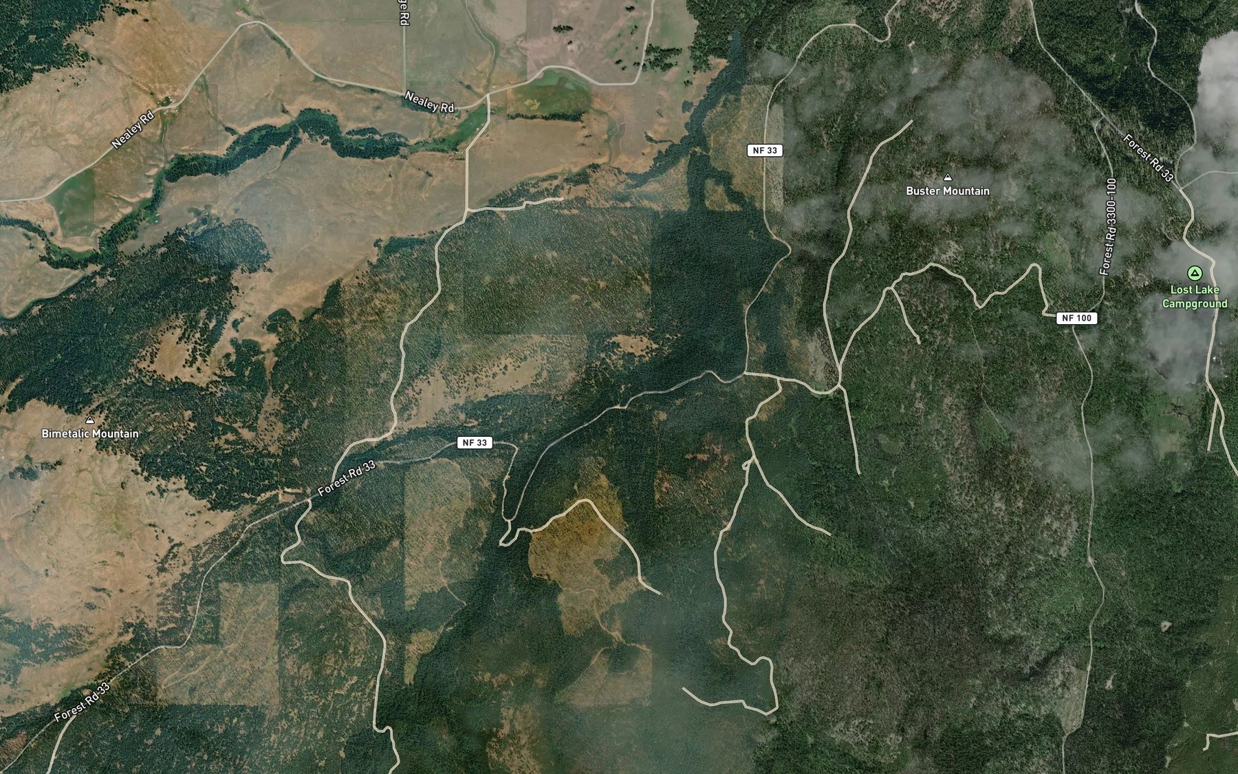Satellite map of the East Fork Myers Creek