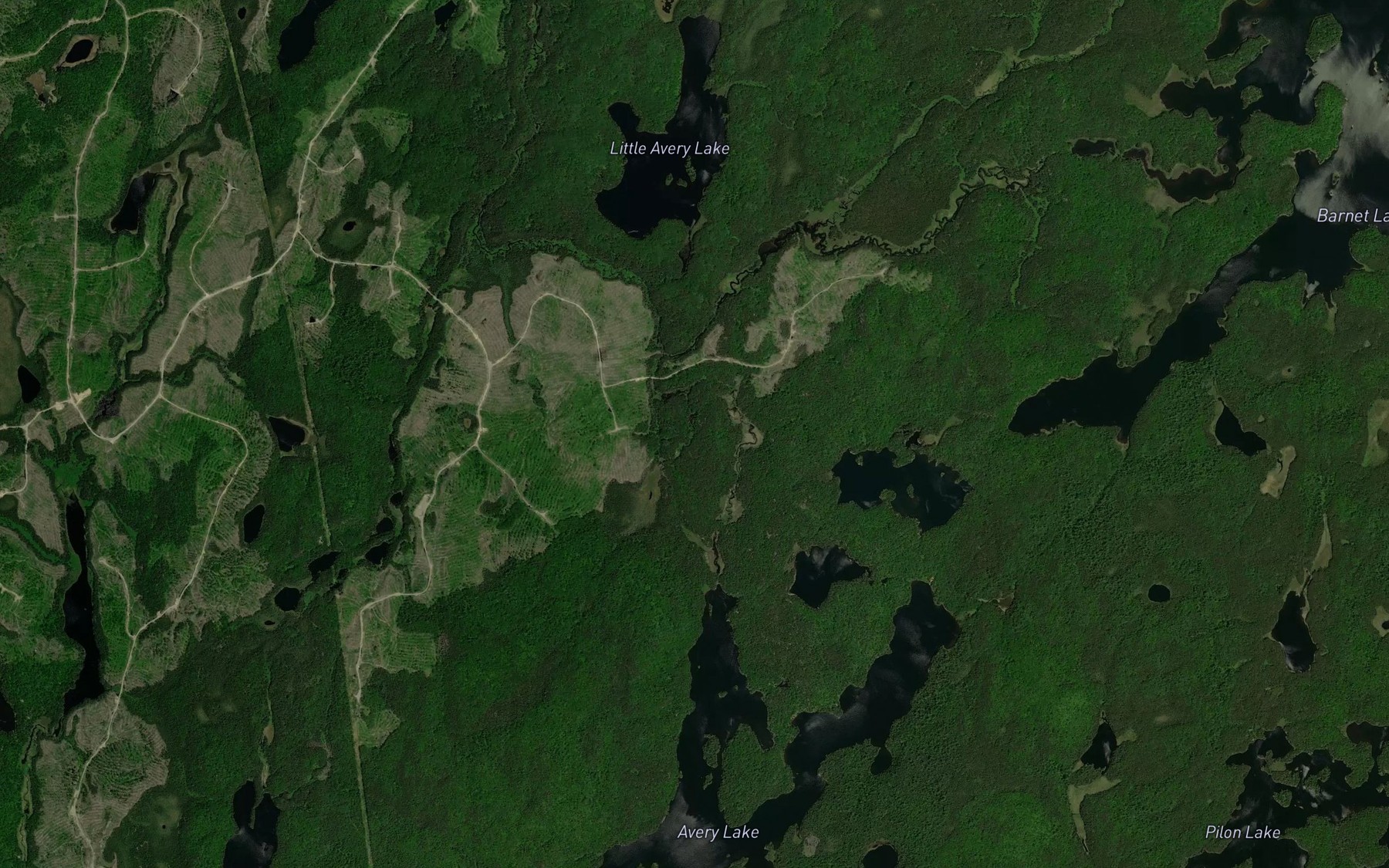 Satellite map of the Avery Creek