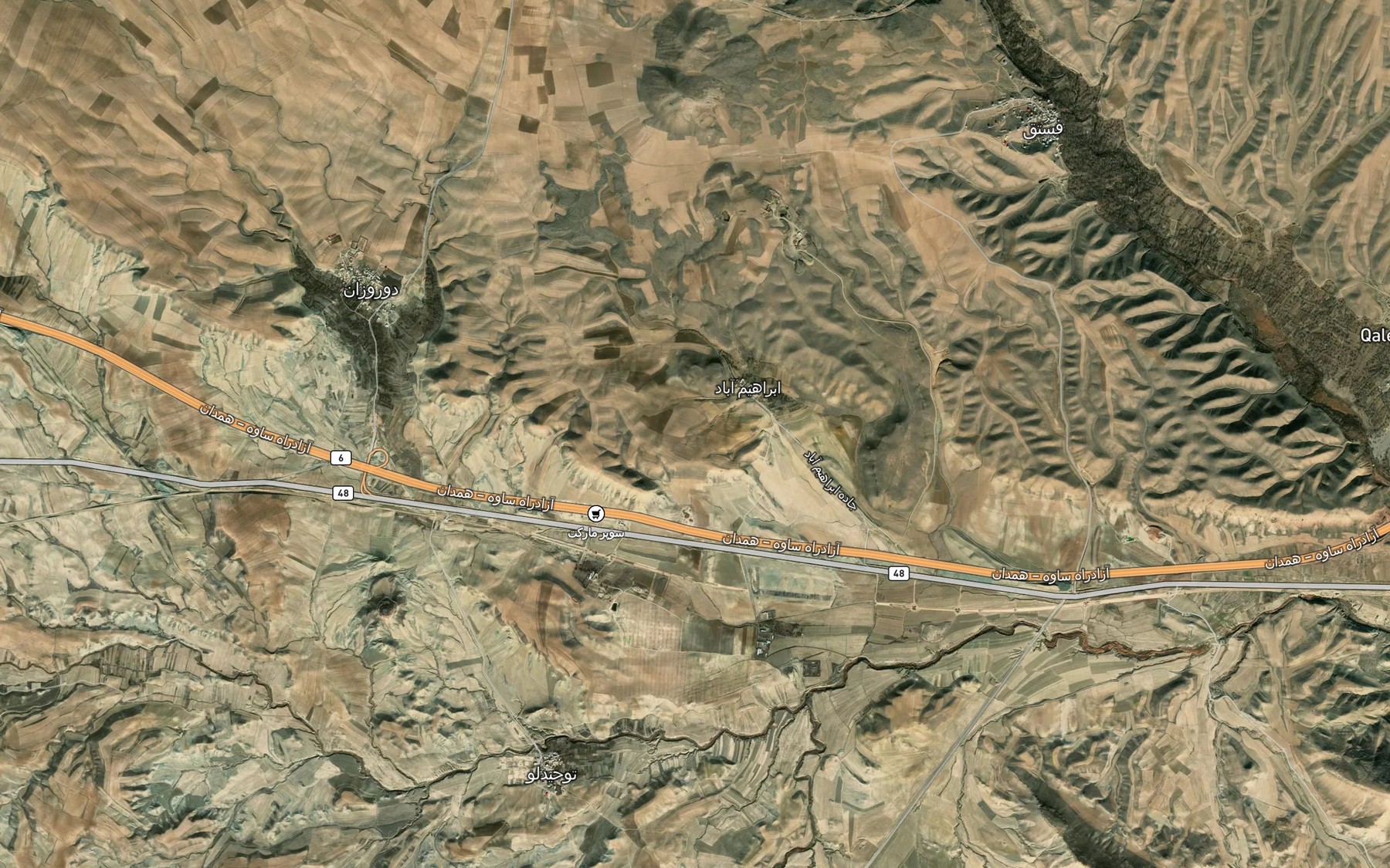 Satellite map of the Cheshmeh-ye Owsta Ghalush
