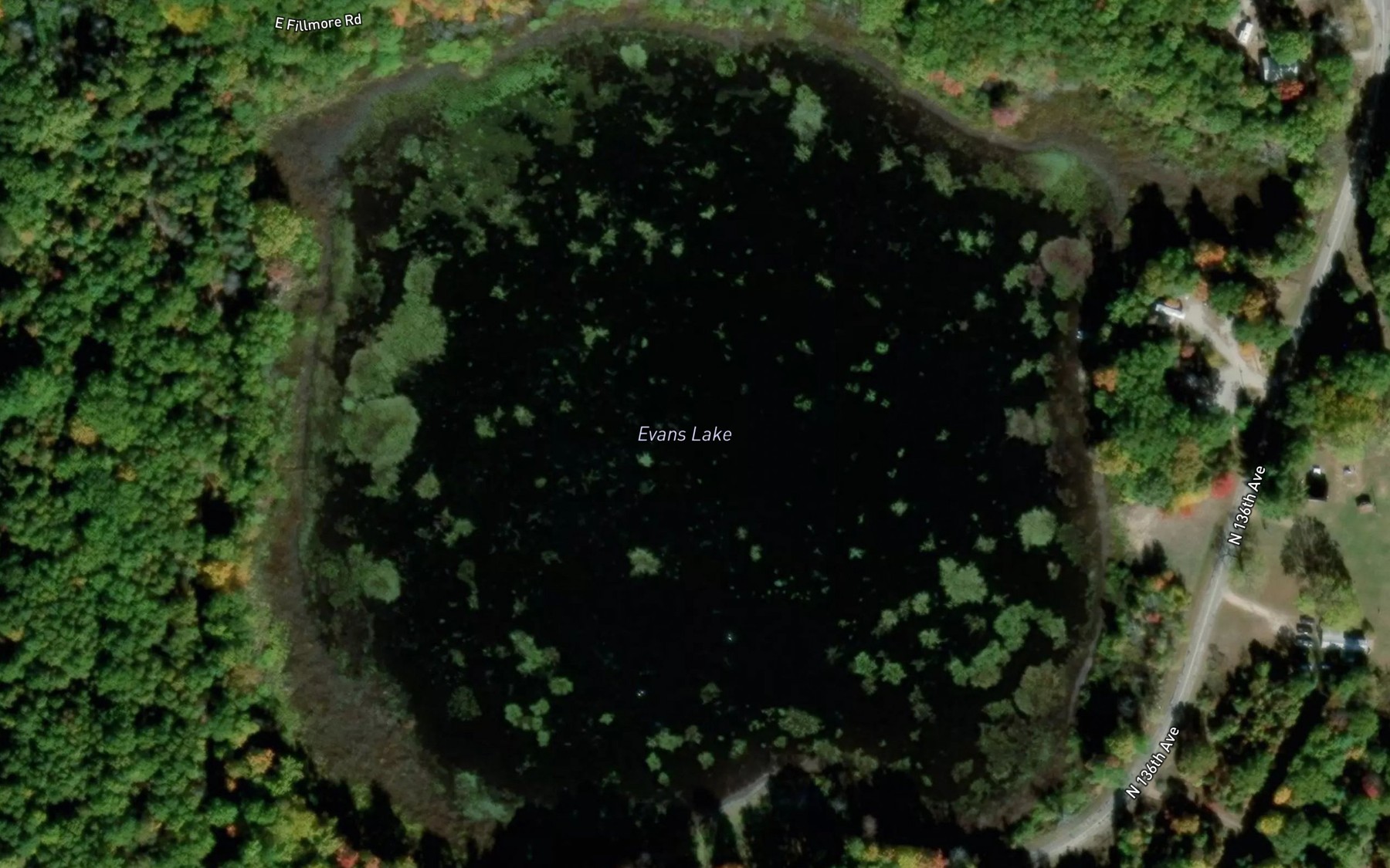 Satellite map of the Evans Lake