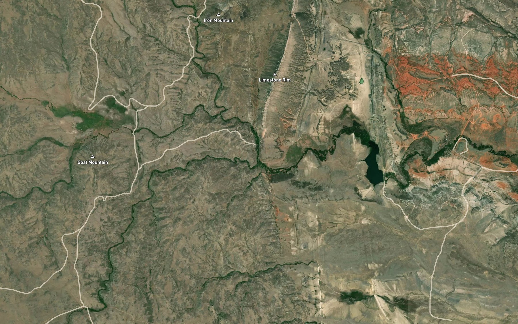 Satellite map of the Shanton Creek