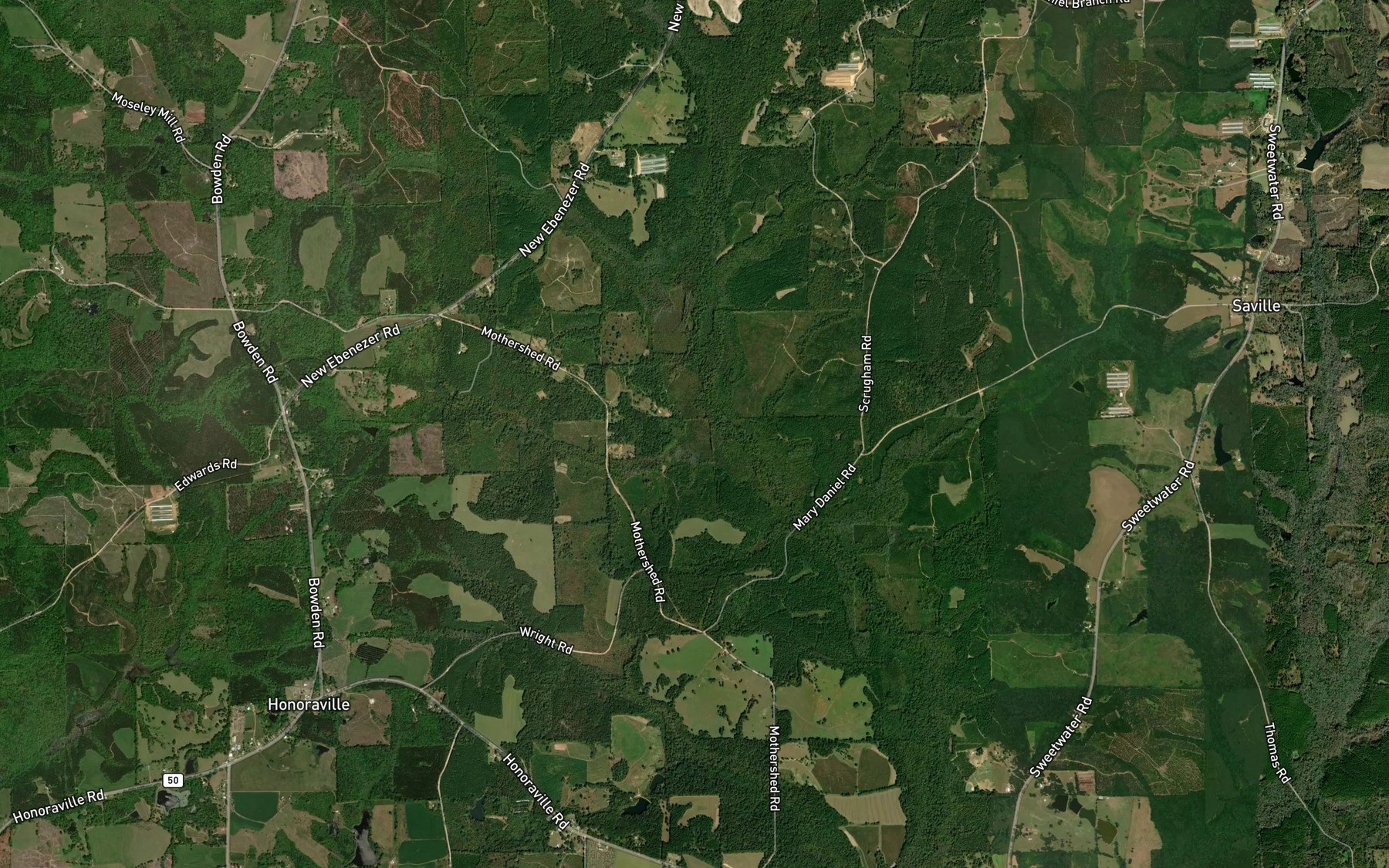 Satellite map of the Camp Creek