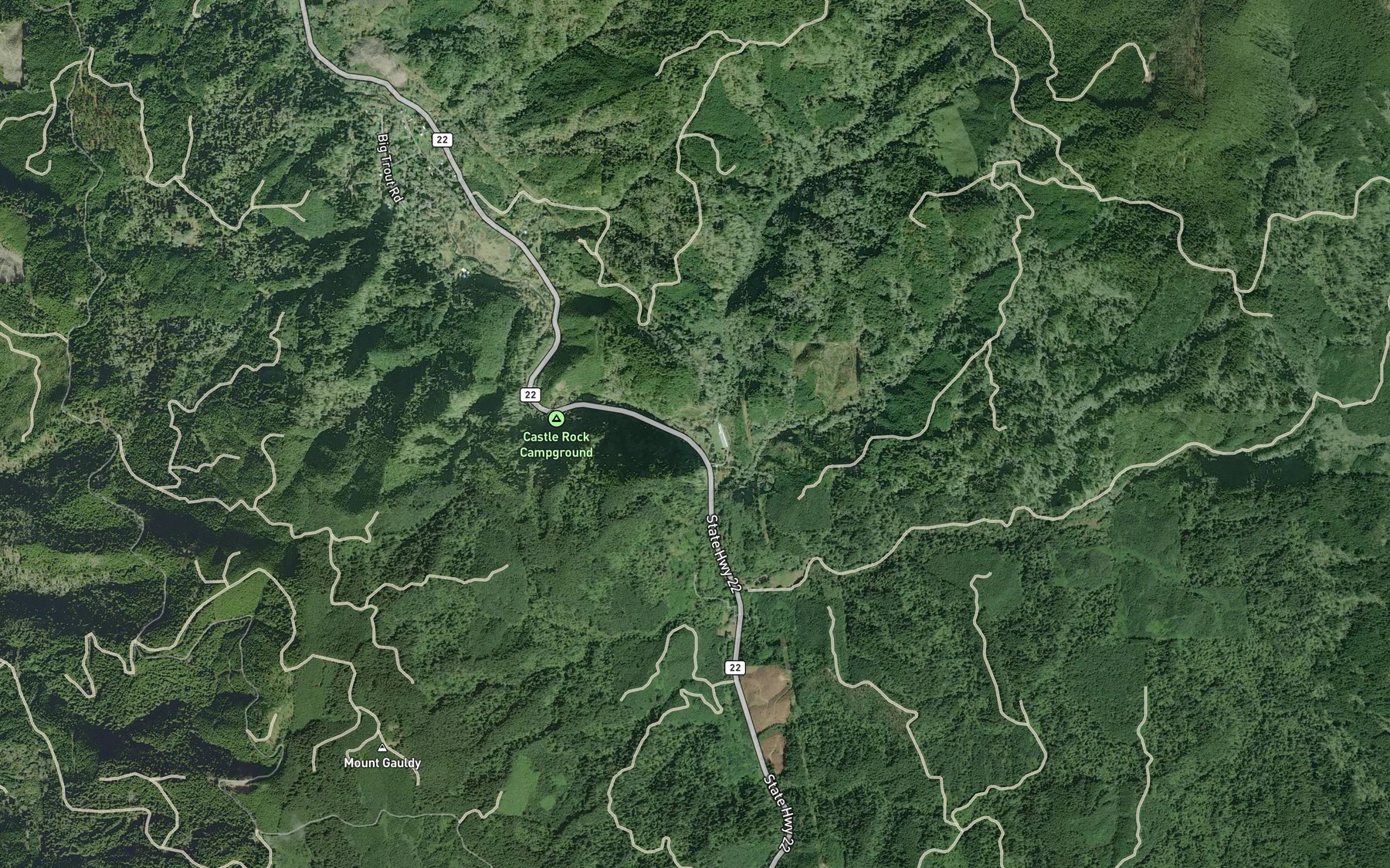 Satellite map of the Pollard Creek