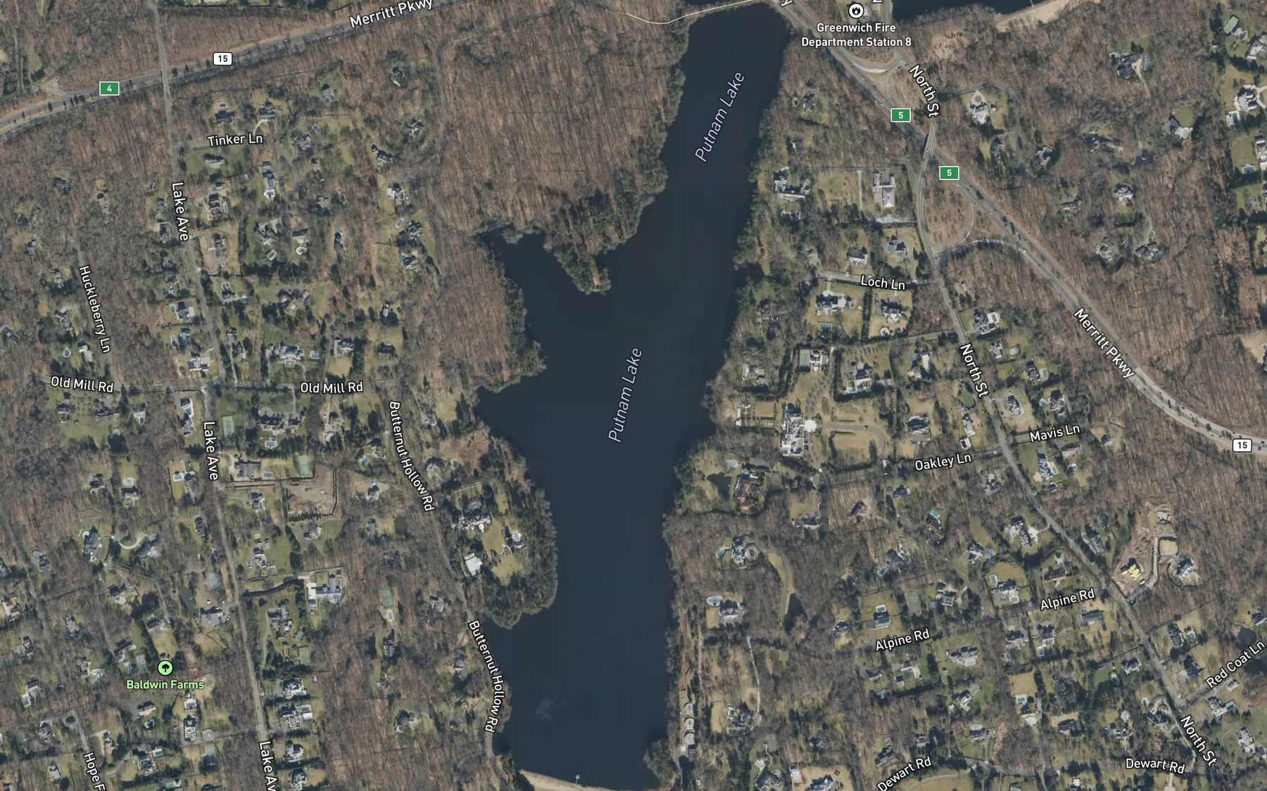 Satellite map of the Putnam Lake