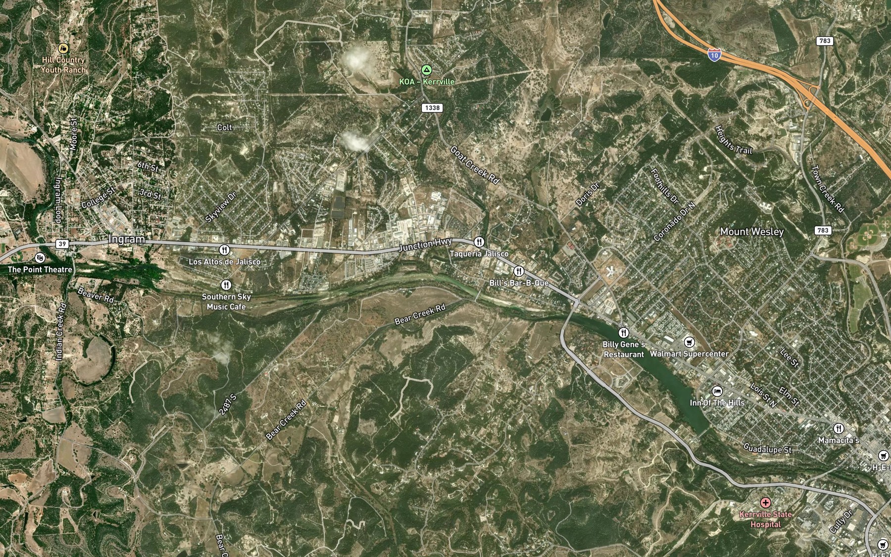 Satellite map of the Goat Creek
