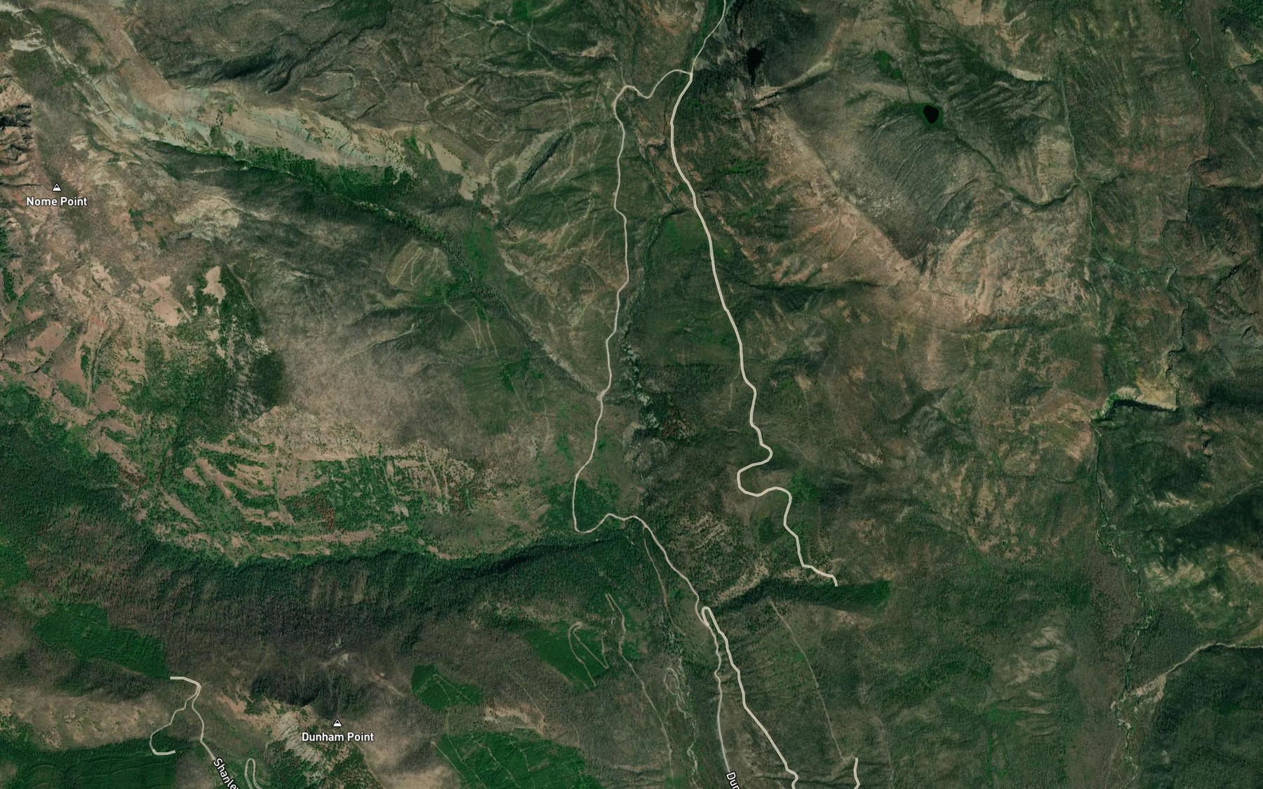 Satellite map of the Nome Creek