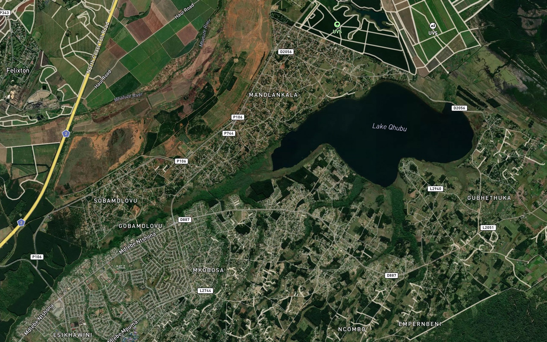 Satellite map of the uMzingwenya