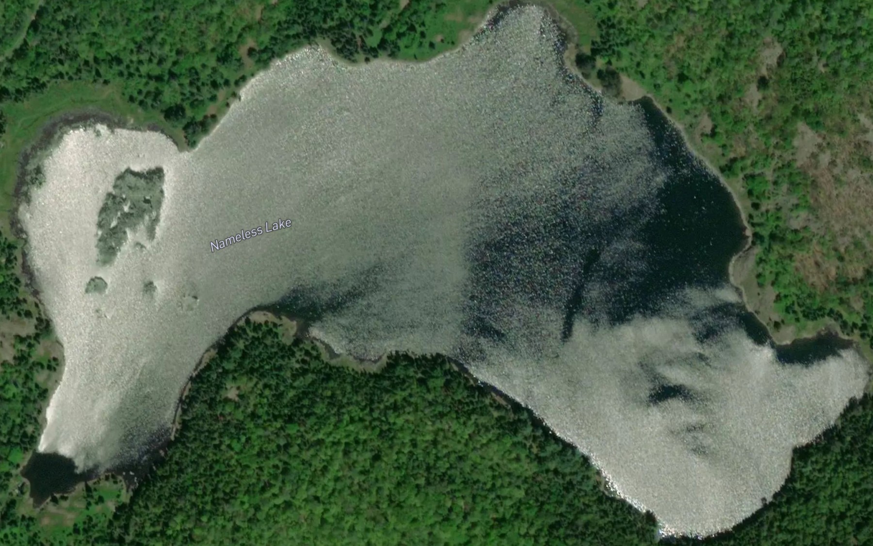 Satellite map of the Nameless Lake