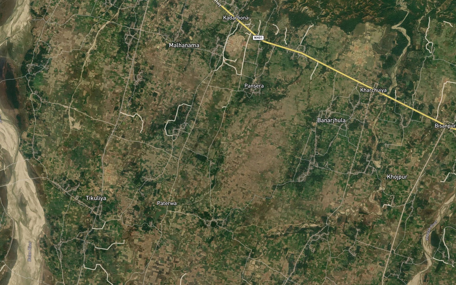 Satellite map of the Neraha Khola
