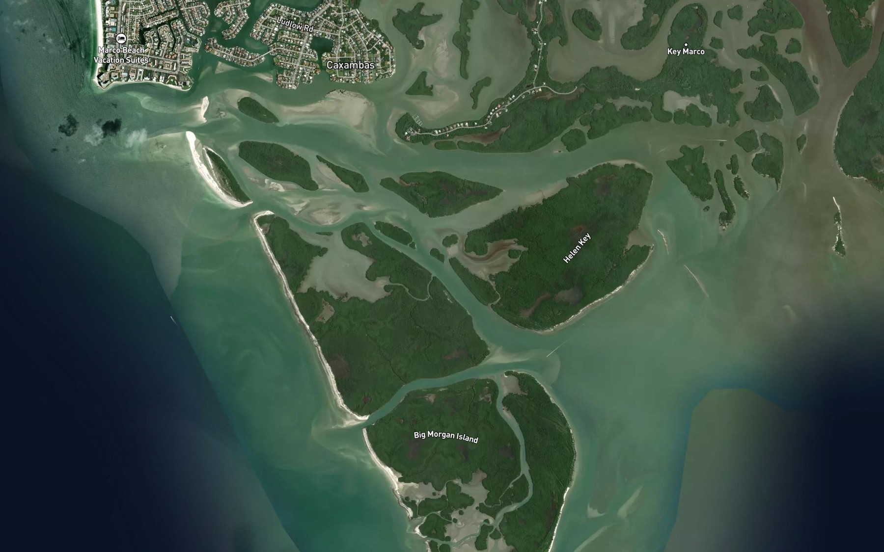 Satellite map of the Snook Hole Channel