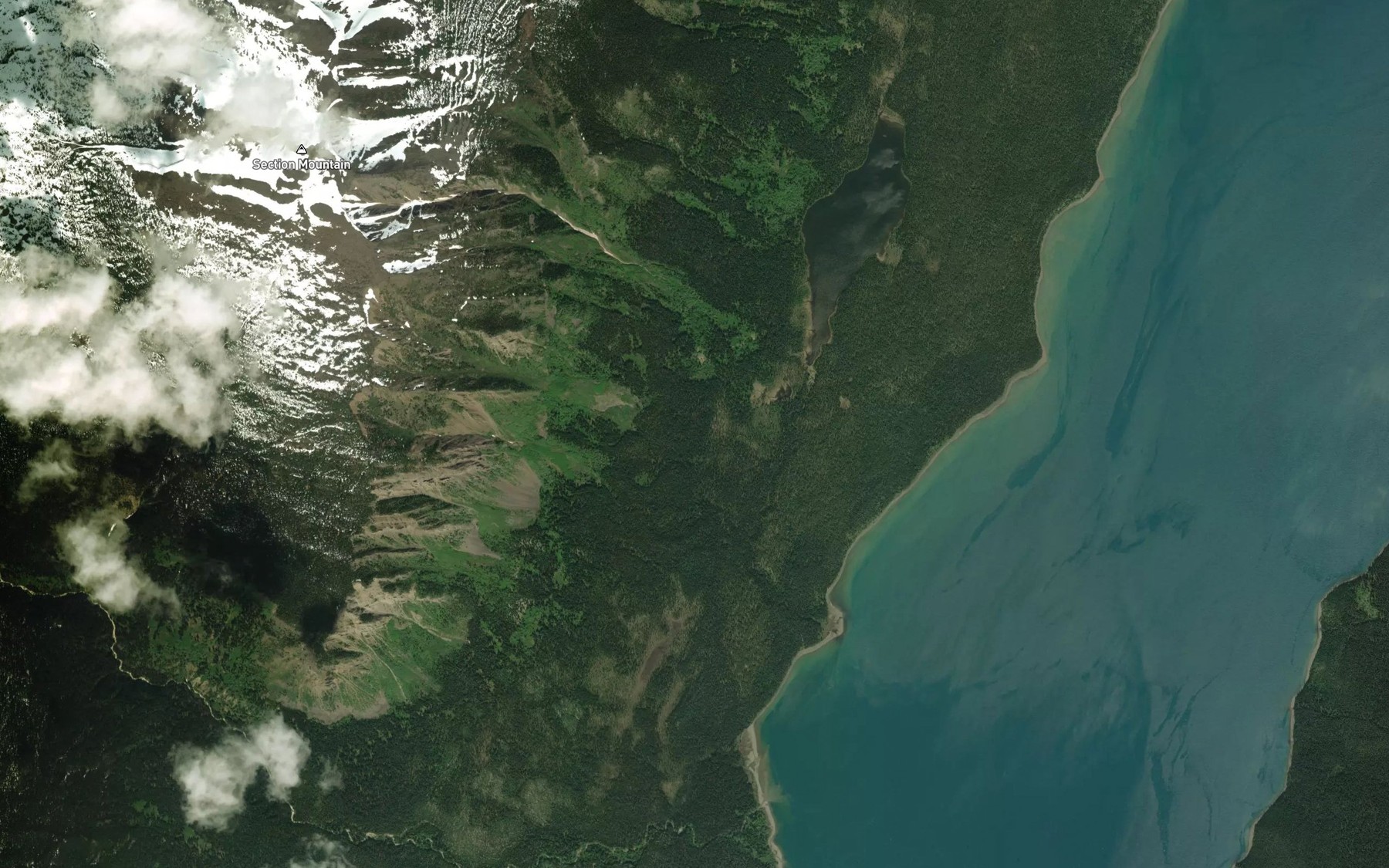 Satellite map of the Section Creek