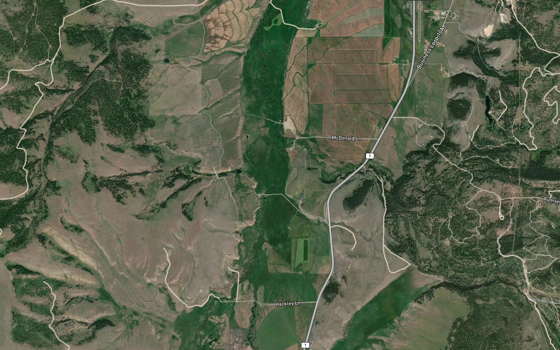 Satellite map of the Spring Creek