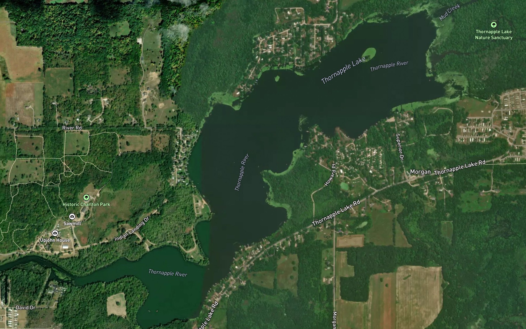 Satellite map of the Thornapple Lake