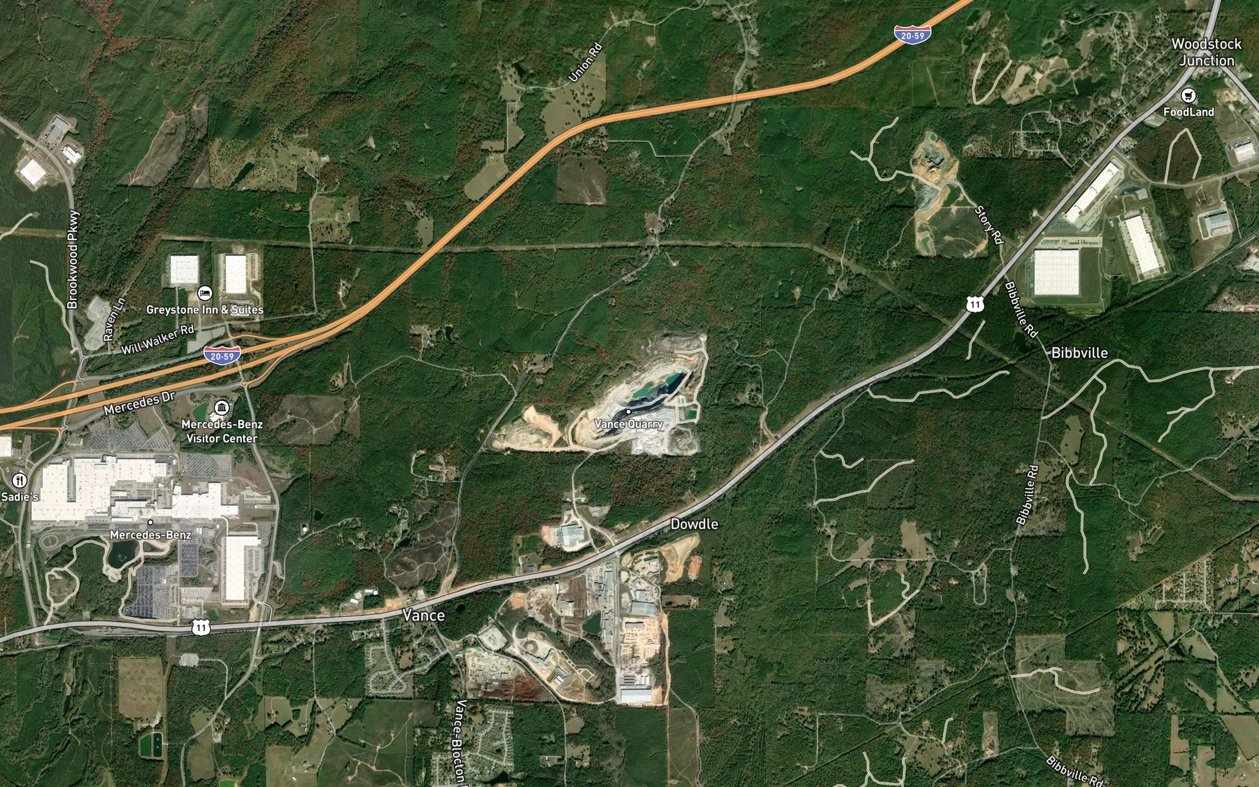 Satellite map of the Blue Pond