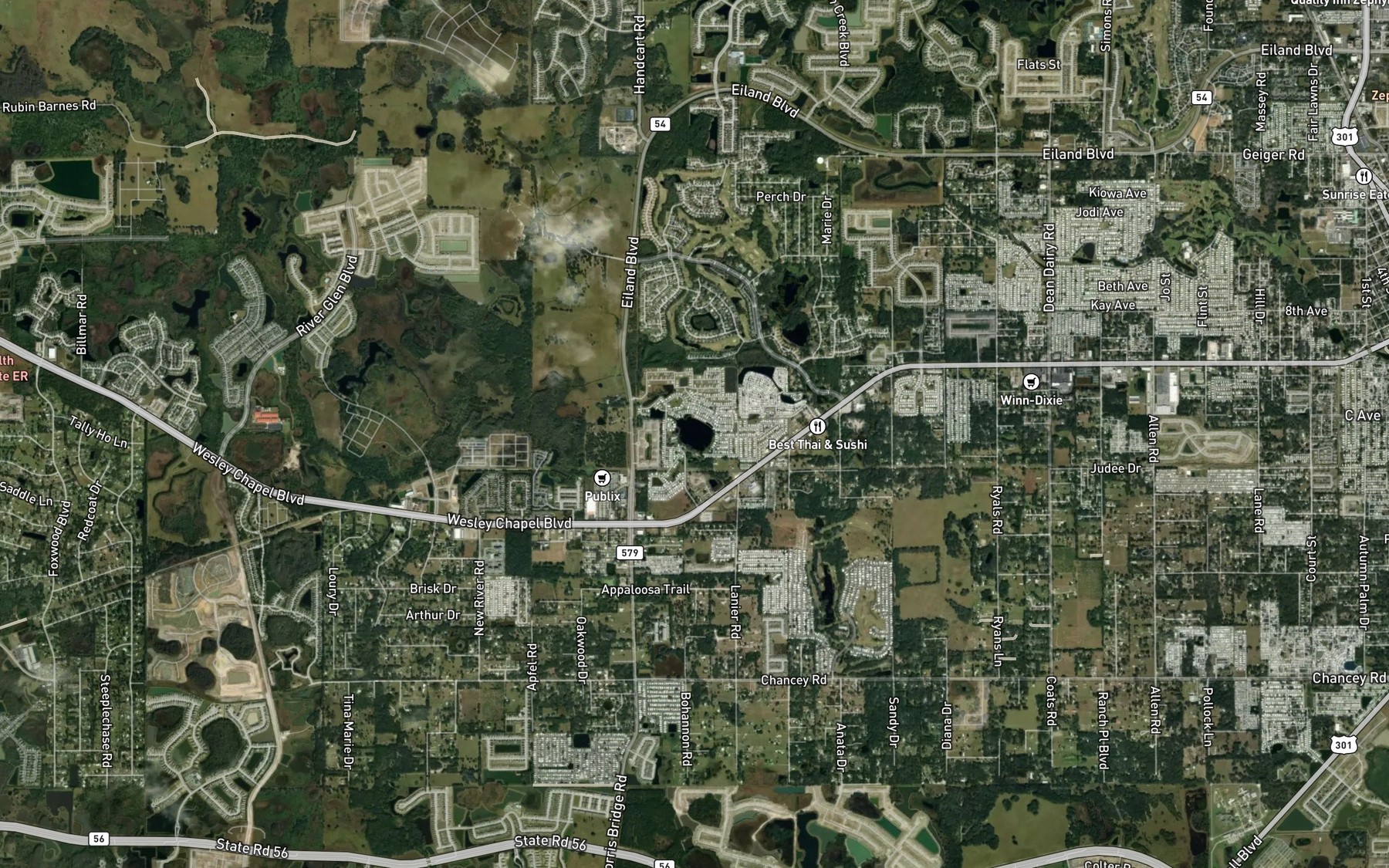Satellite map of the Sixmile Pond