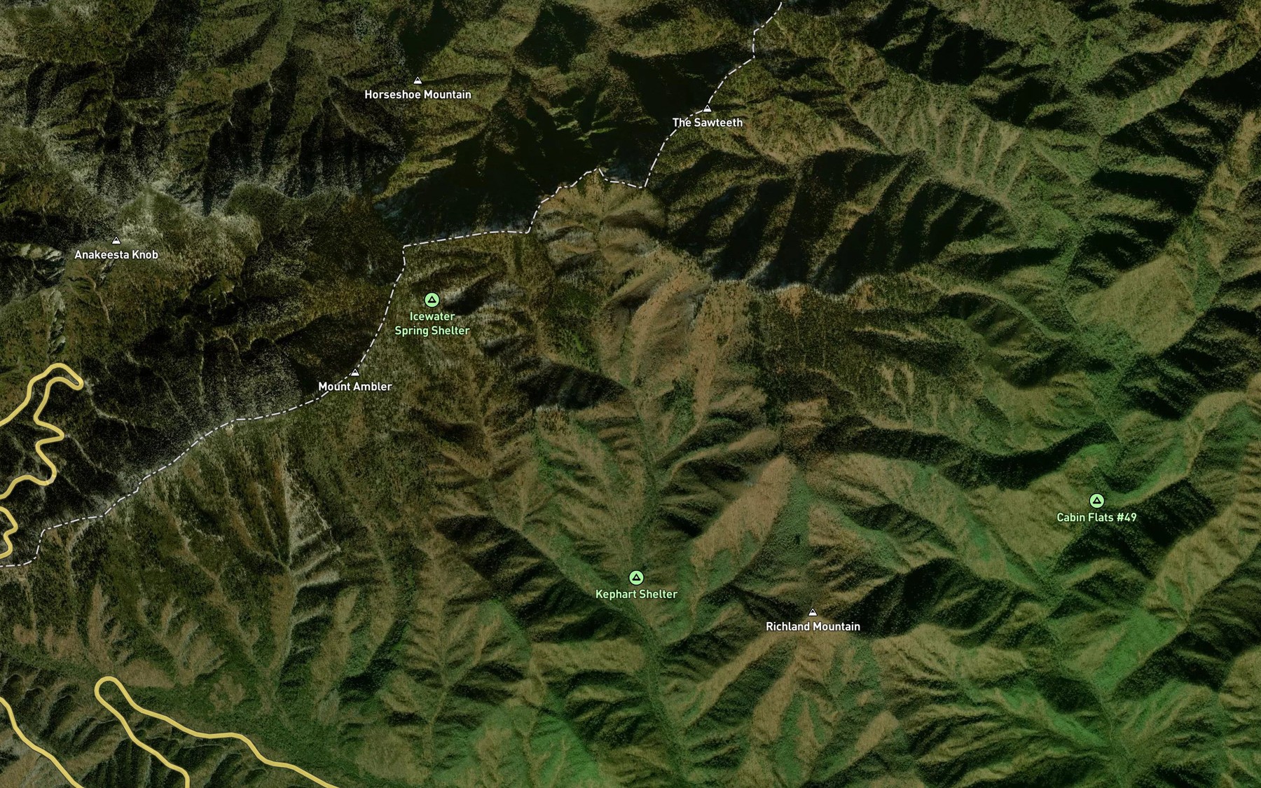 Satellite map of the Hunter Creek