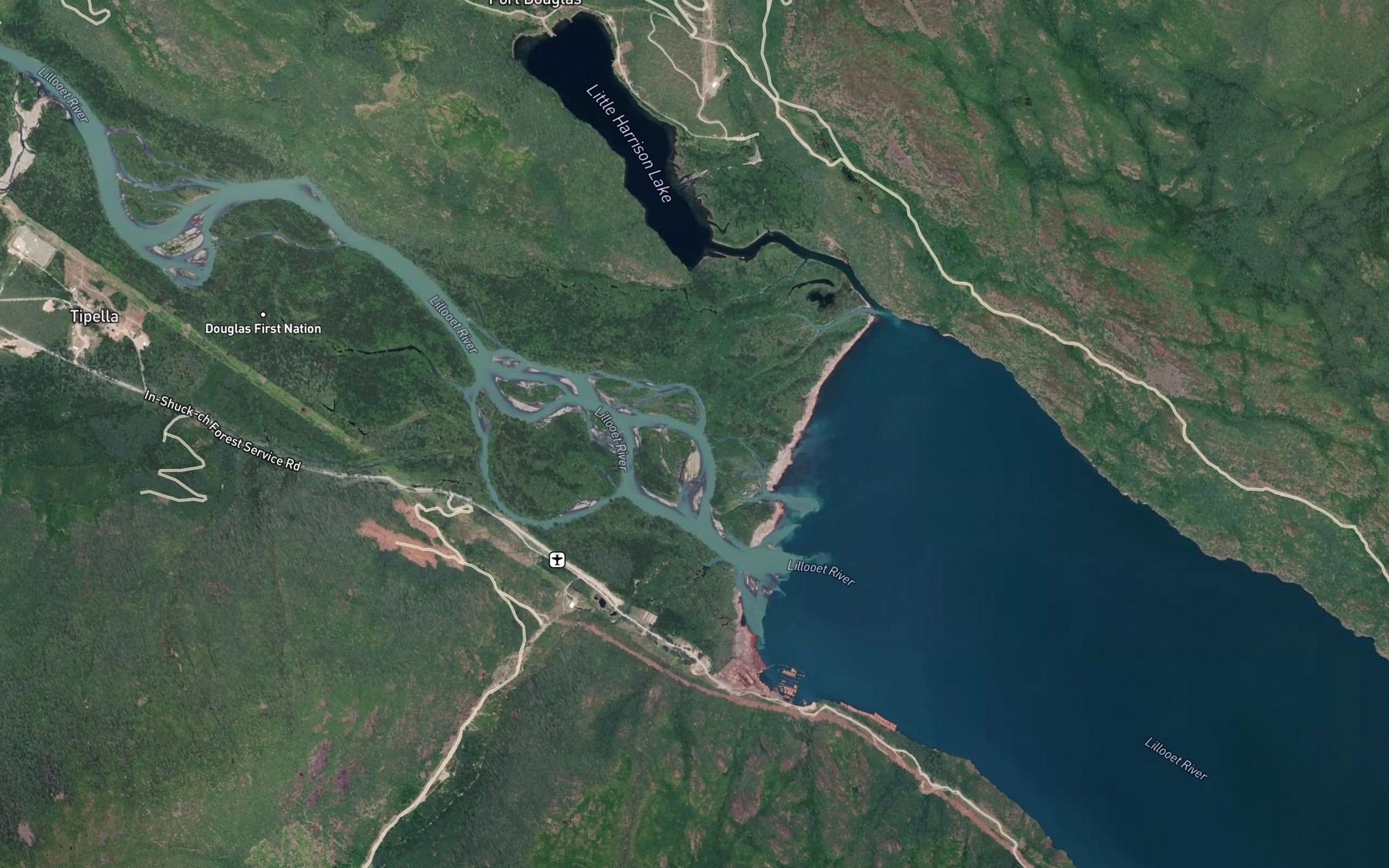 Satellite map of the Tipella Creek