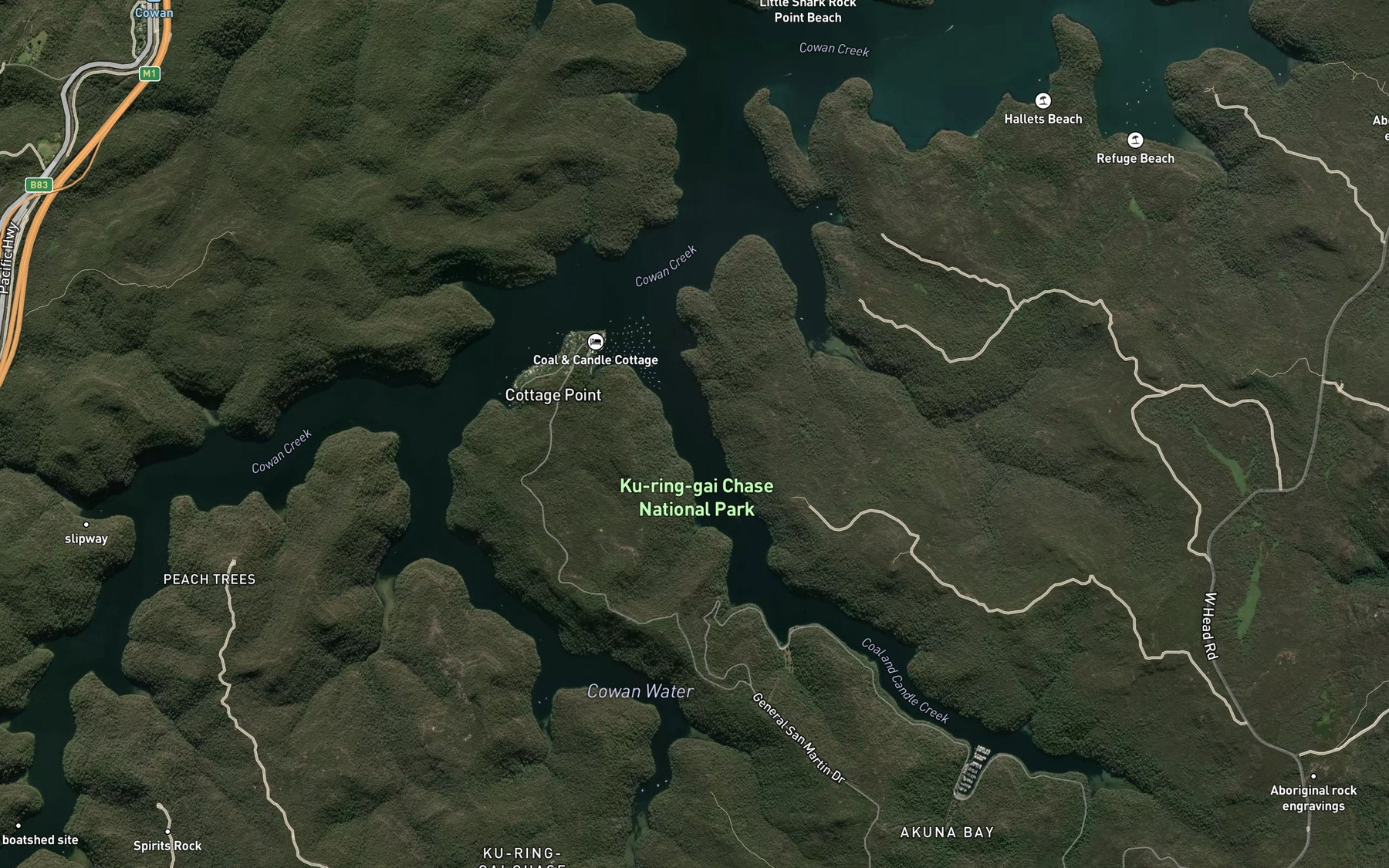 Satellite map of the Coal and Candle Creek