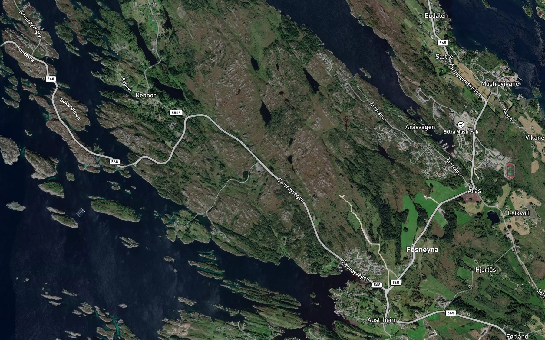 Satellite map of the Austrheimstjorni