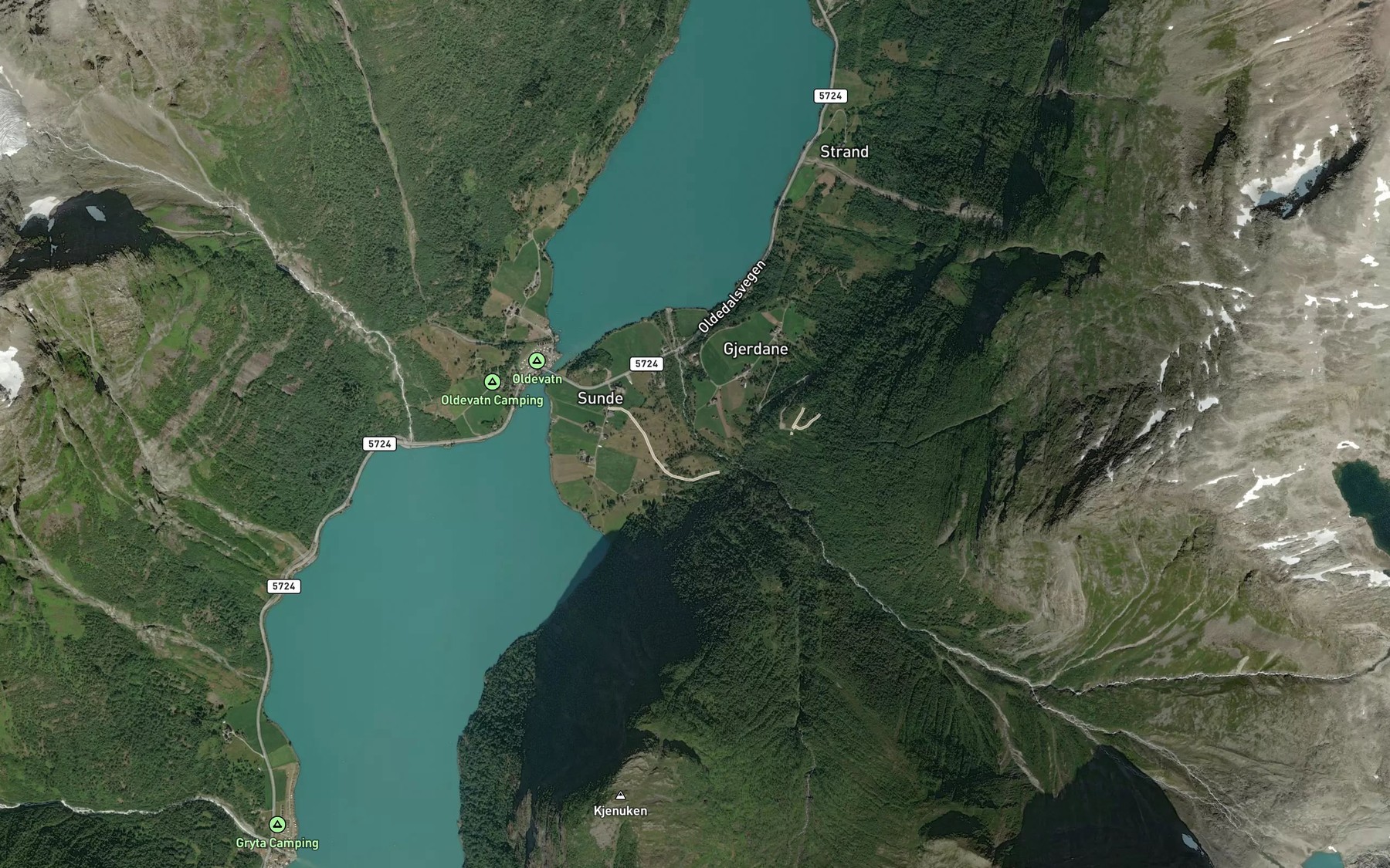 Satellite map of the Storelva