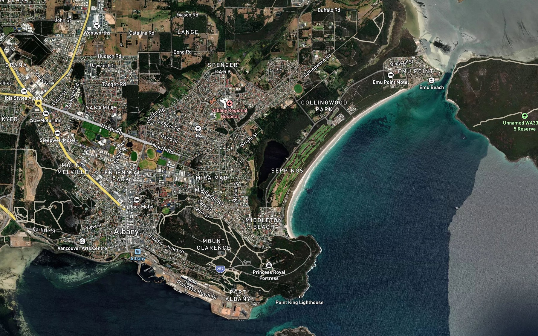 Satellite map of the Lake Seppings