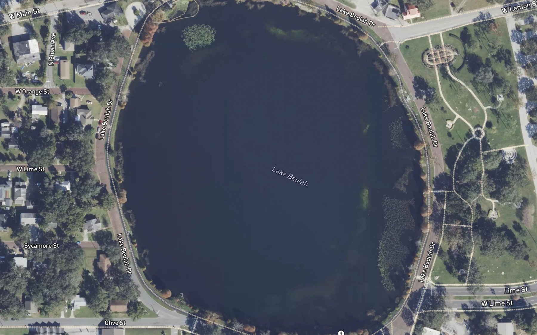 Satellite map of the Lake Beulah
