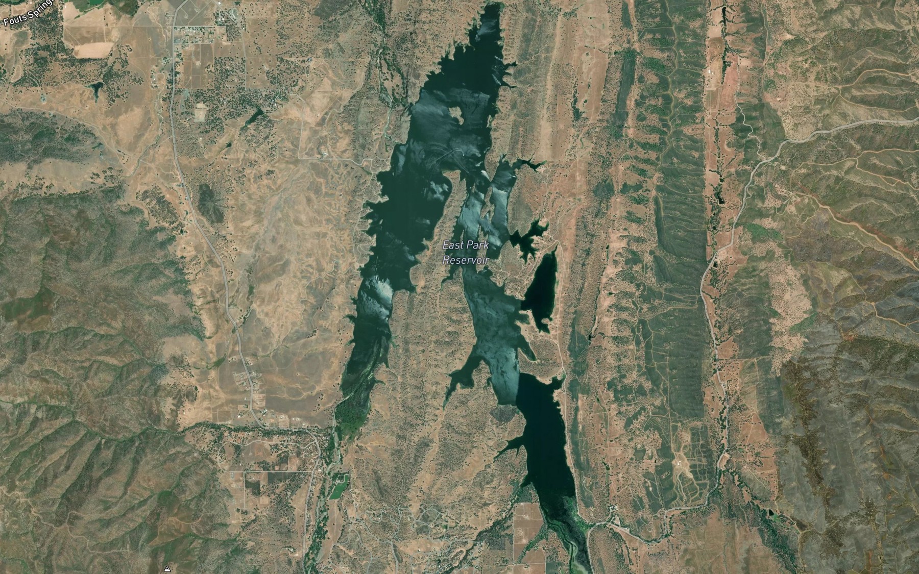 Satellite map of the East Park Reservoir