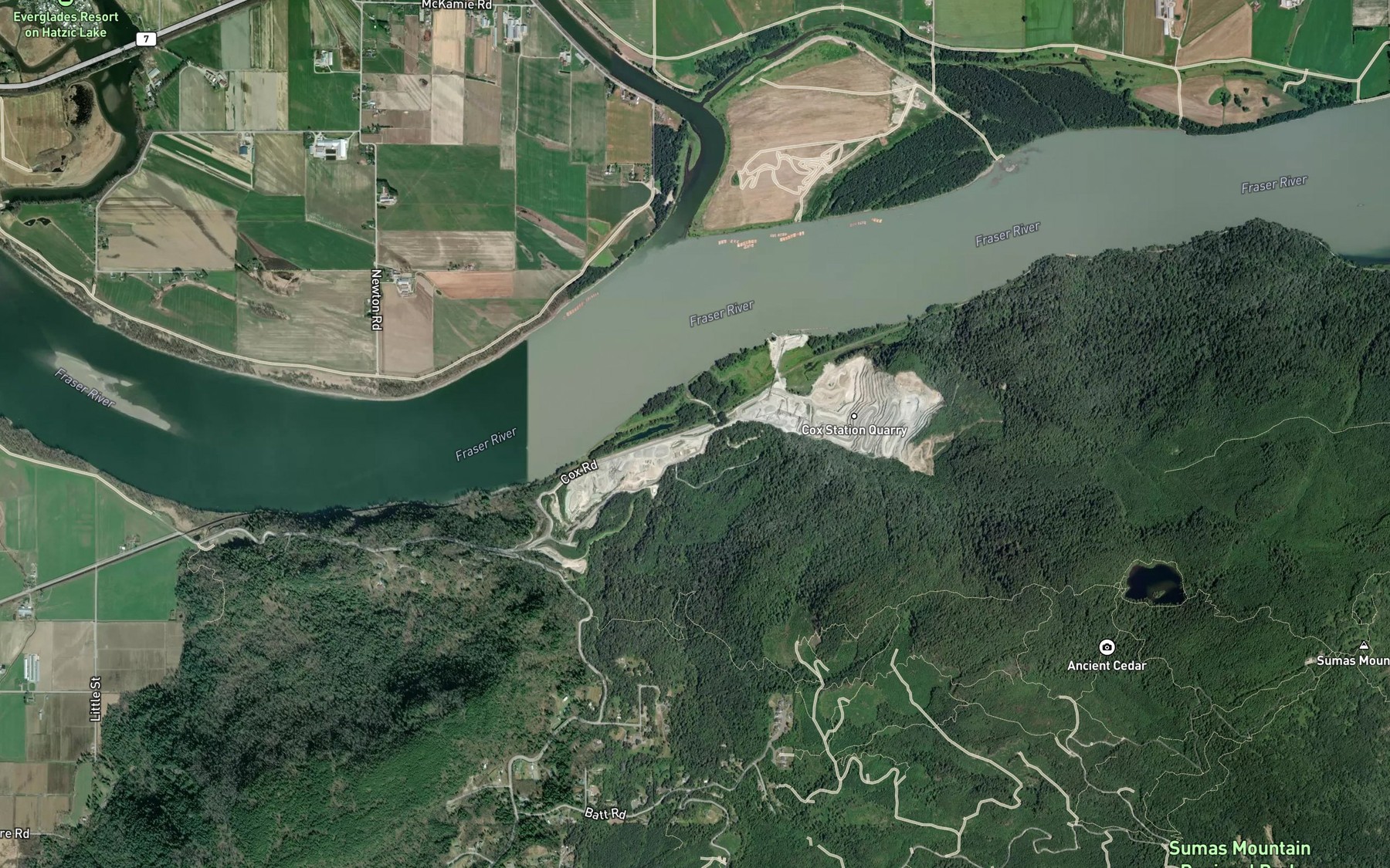 Satellite map of the Chadsey Creek