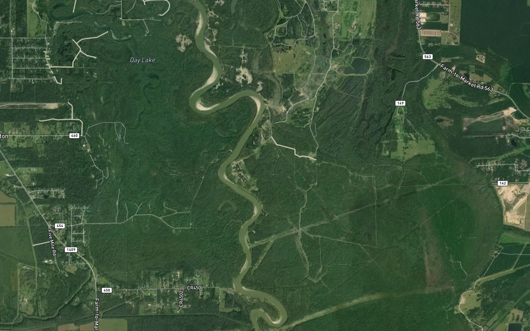 Satellite map of the Duck Lake