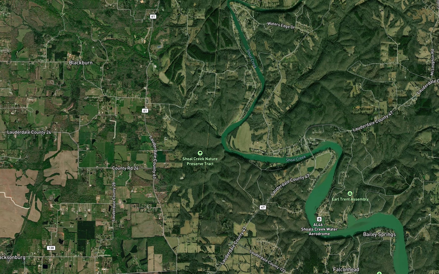 Satellite map of the Indiancamp Creek
