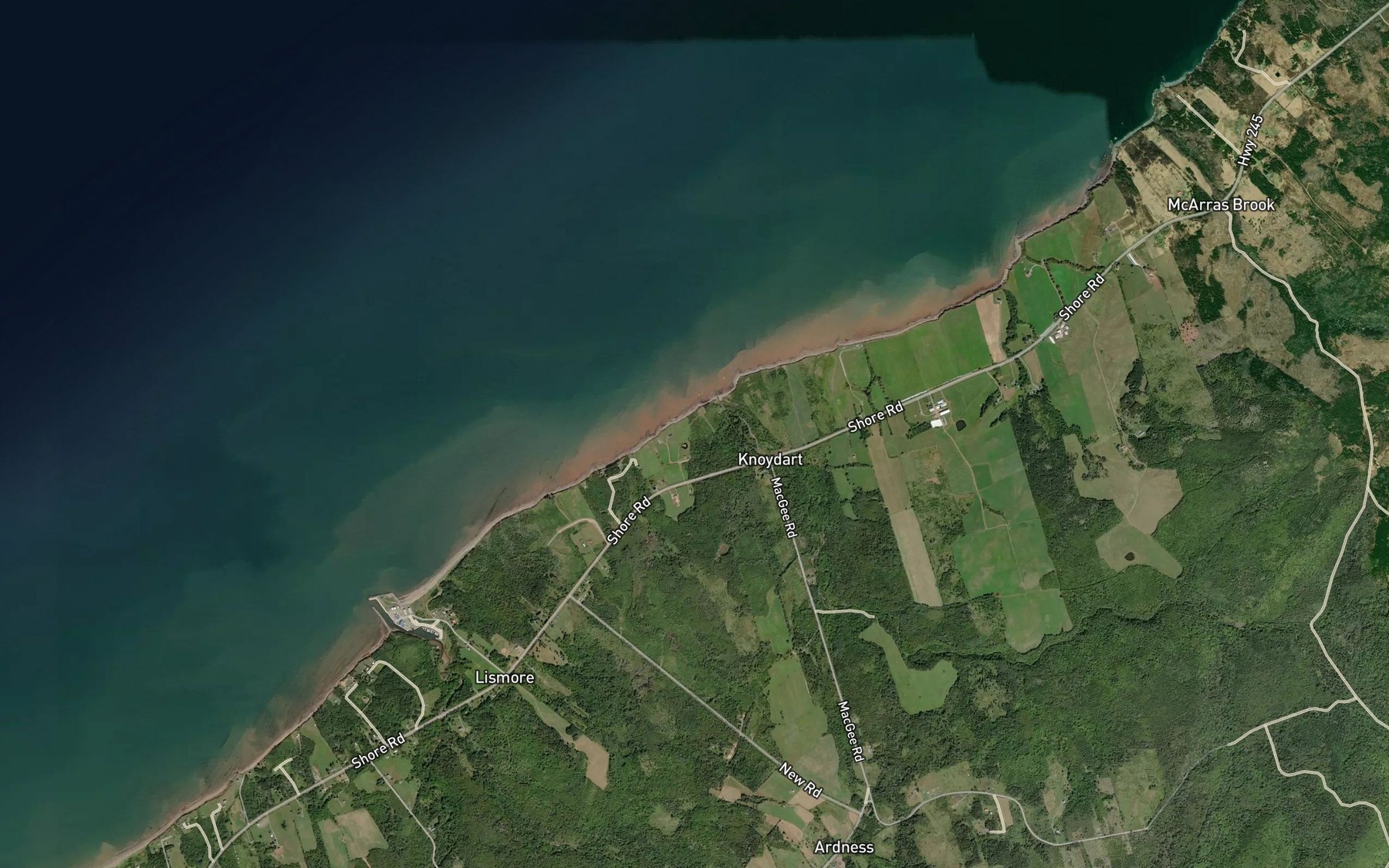 Satellite map of the Knoydart Brook