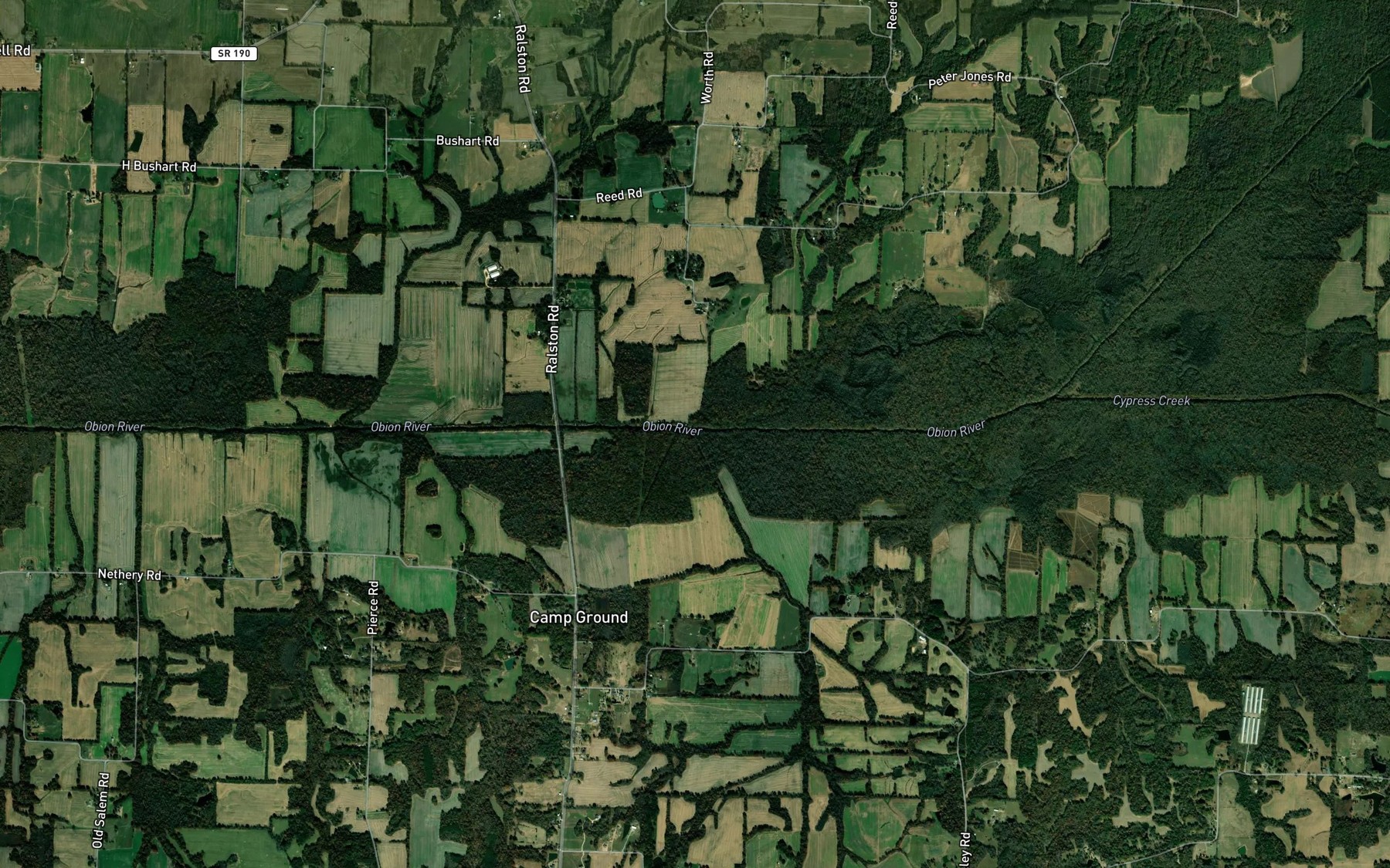 Satellite map of the Camp Ground Creek