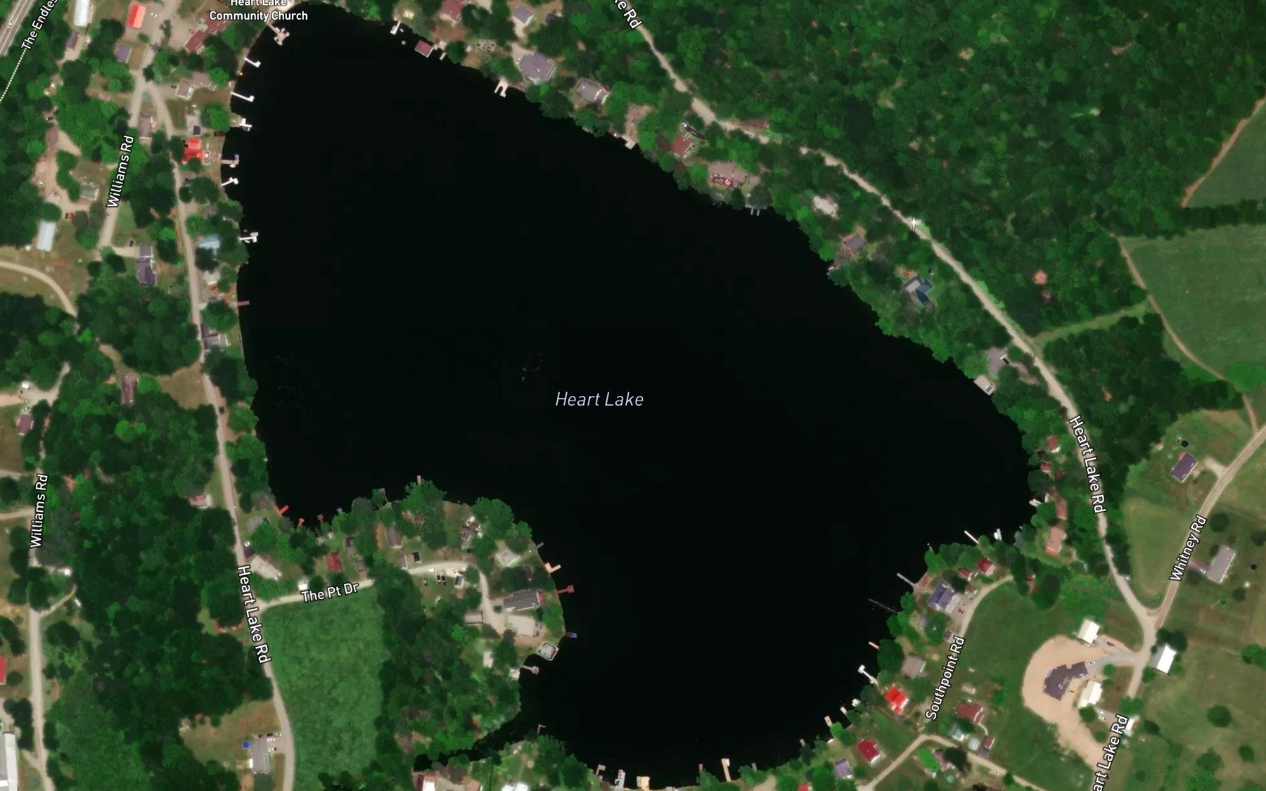 Satellite map of the Heart Lake