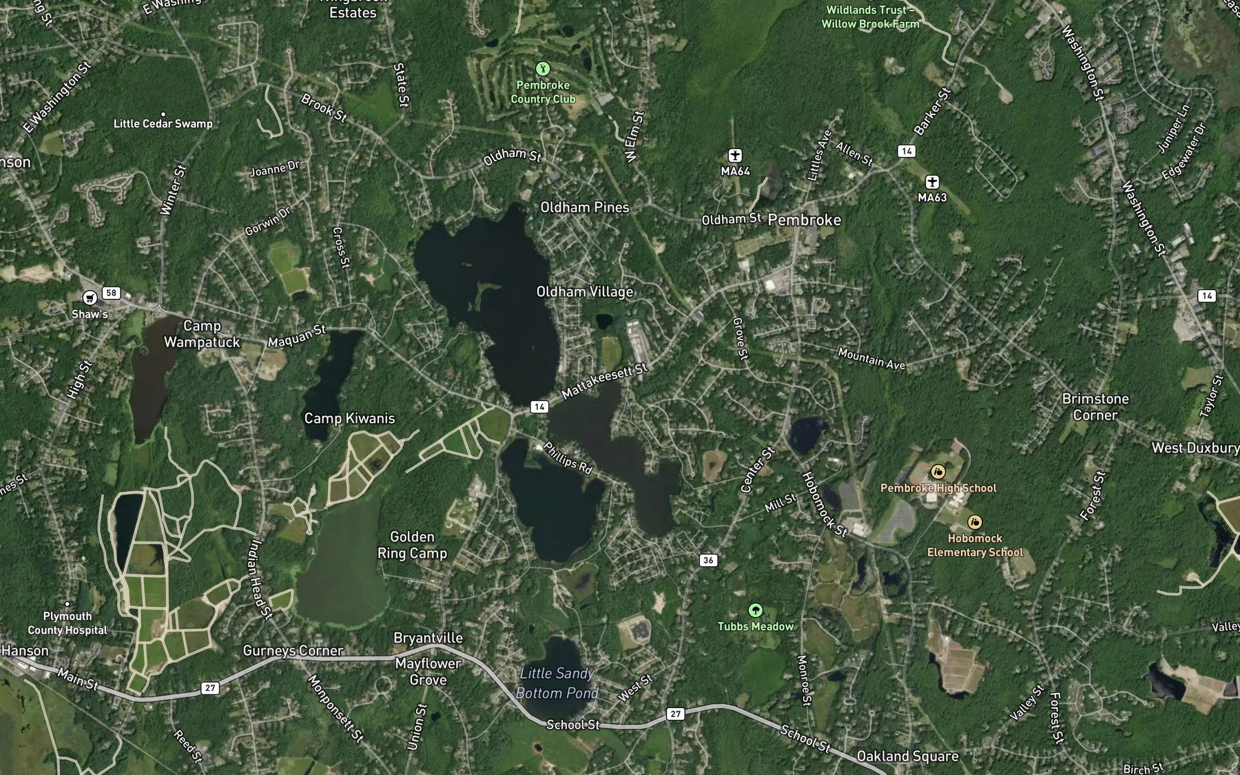 Satellite map of the Queen Brook