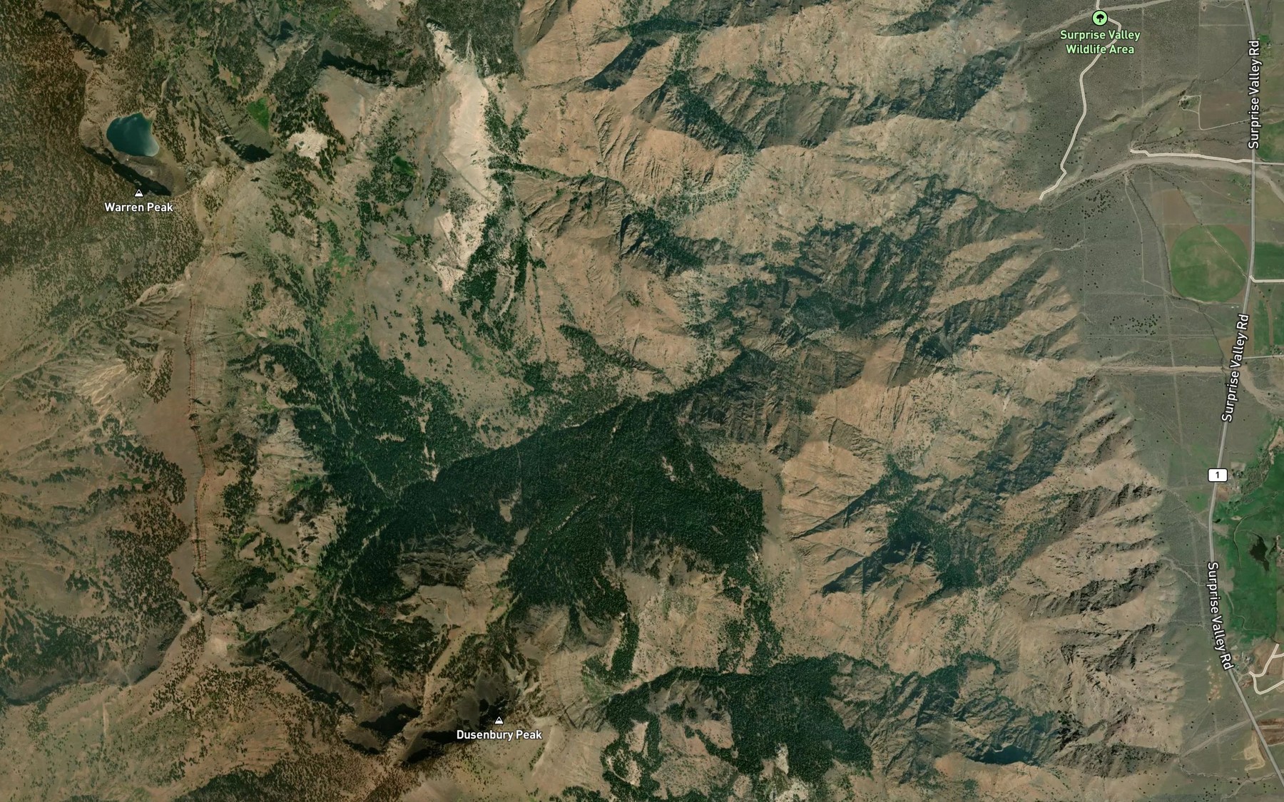 Satellite map of the Little Owl Creek