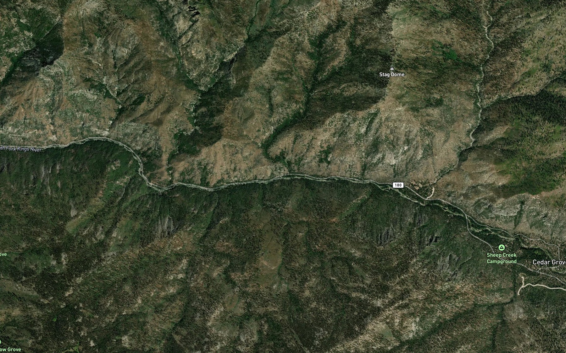 Satellite map of the Deer Cove Creek