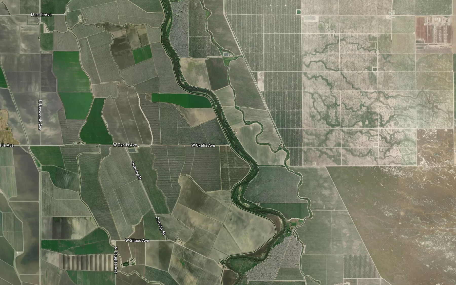 Satellite map of the Poso Canal