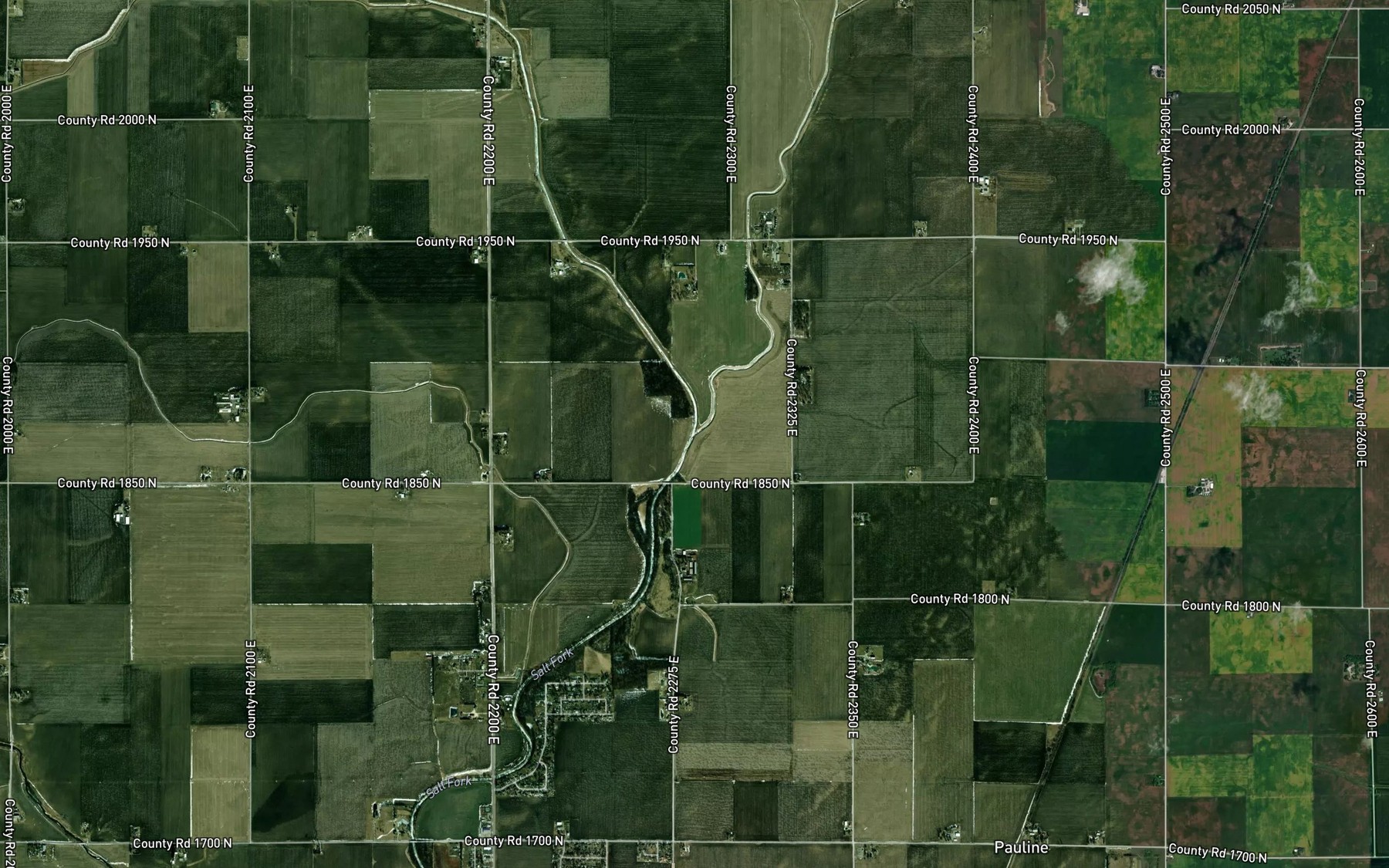 Satellite map of the Spoon River