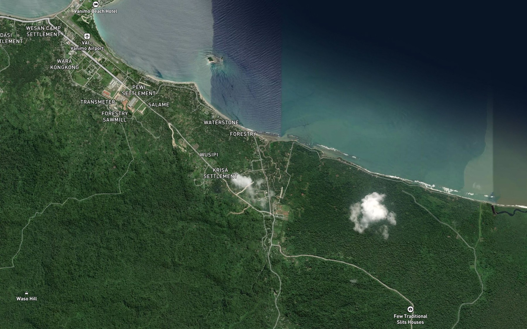 Satellite map of the Wasu Creek