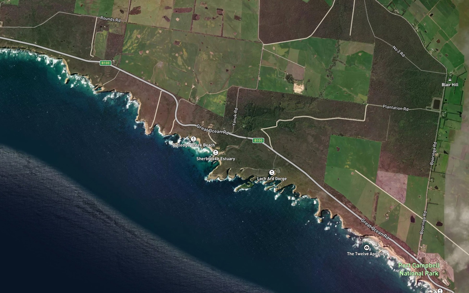 Satellite map of the Sherbrook River