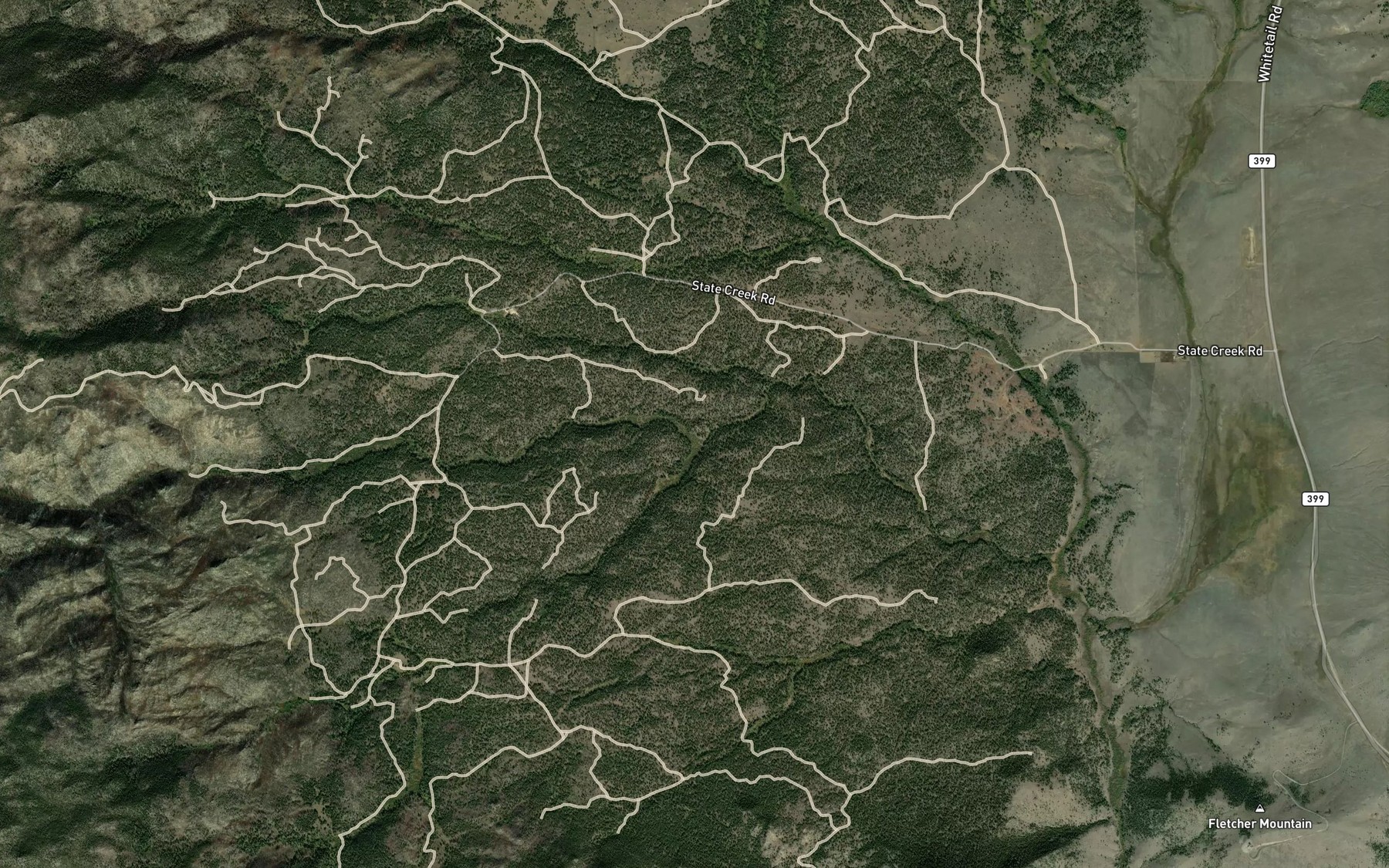 Satellite map of the Beaver Creek