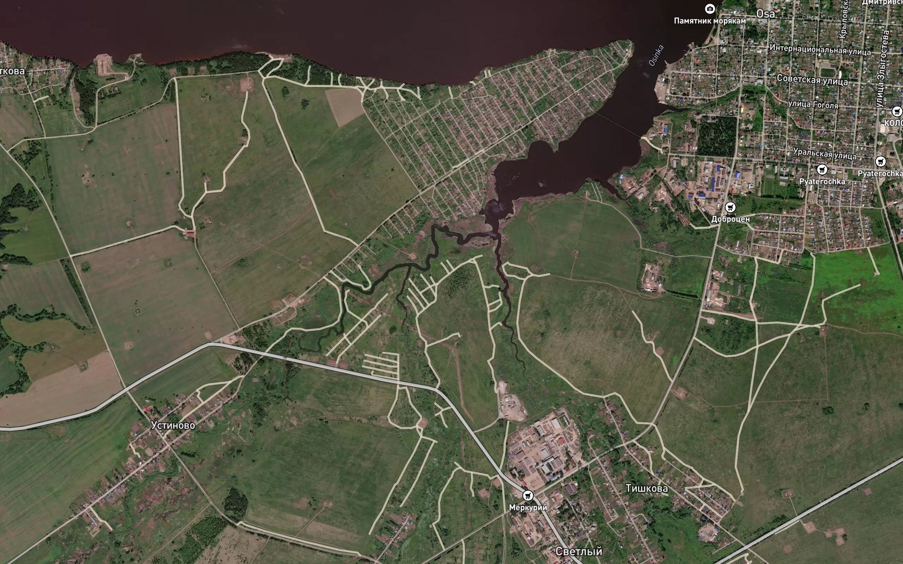 Satellite map of the Osinka
