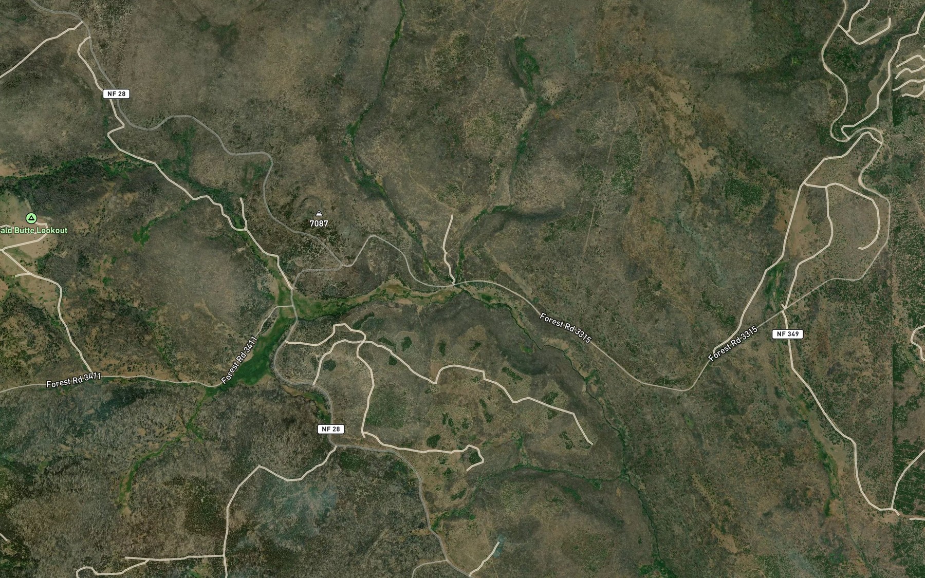 Satellite map of the Witham Creek